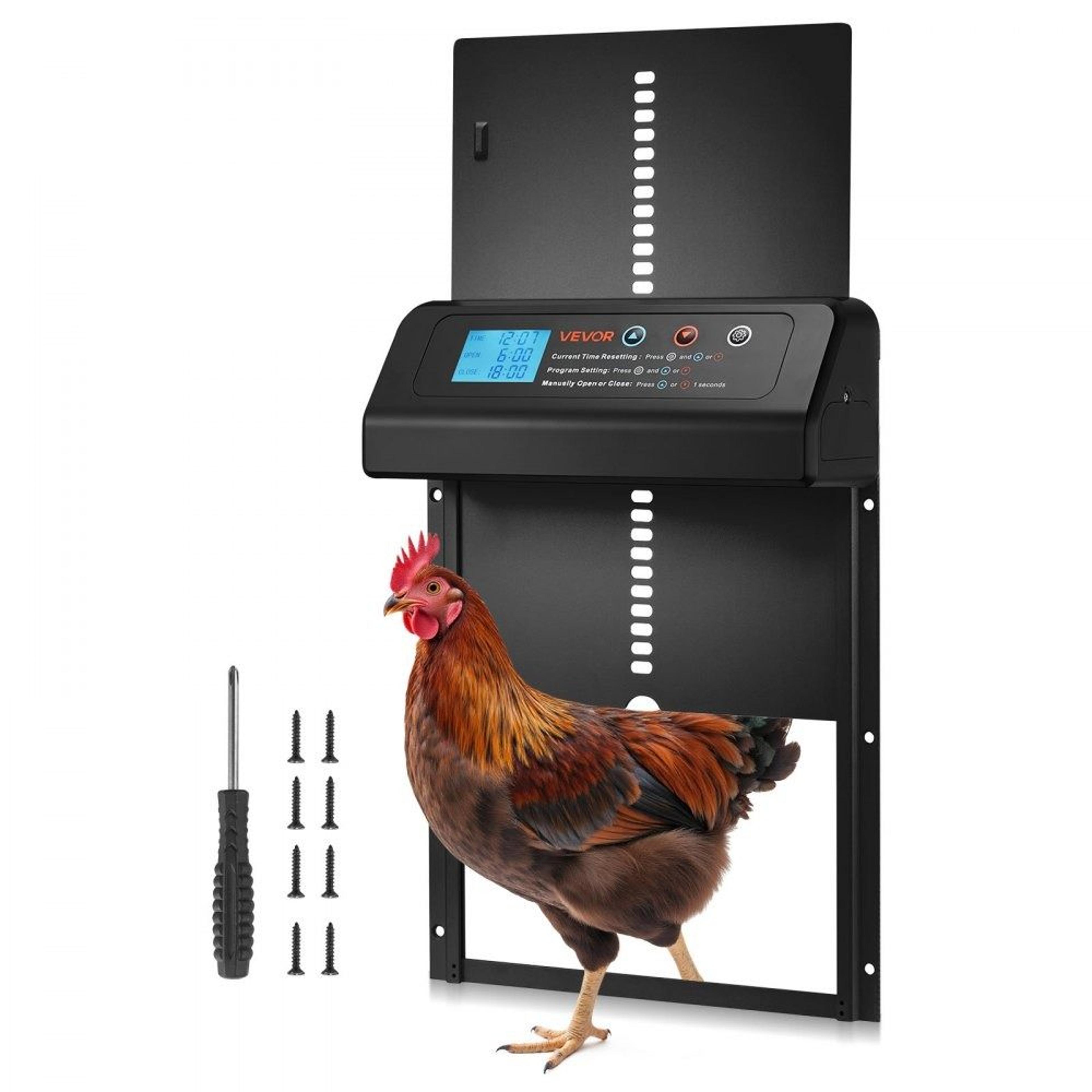 automatic chicken coop door with timer battery power and anti pinch safety