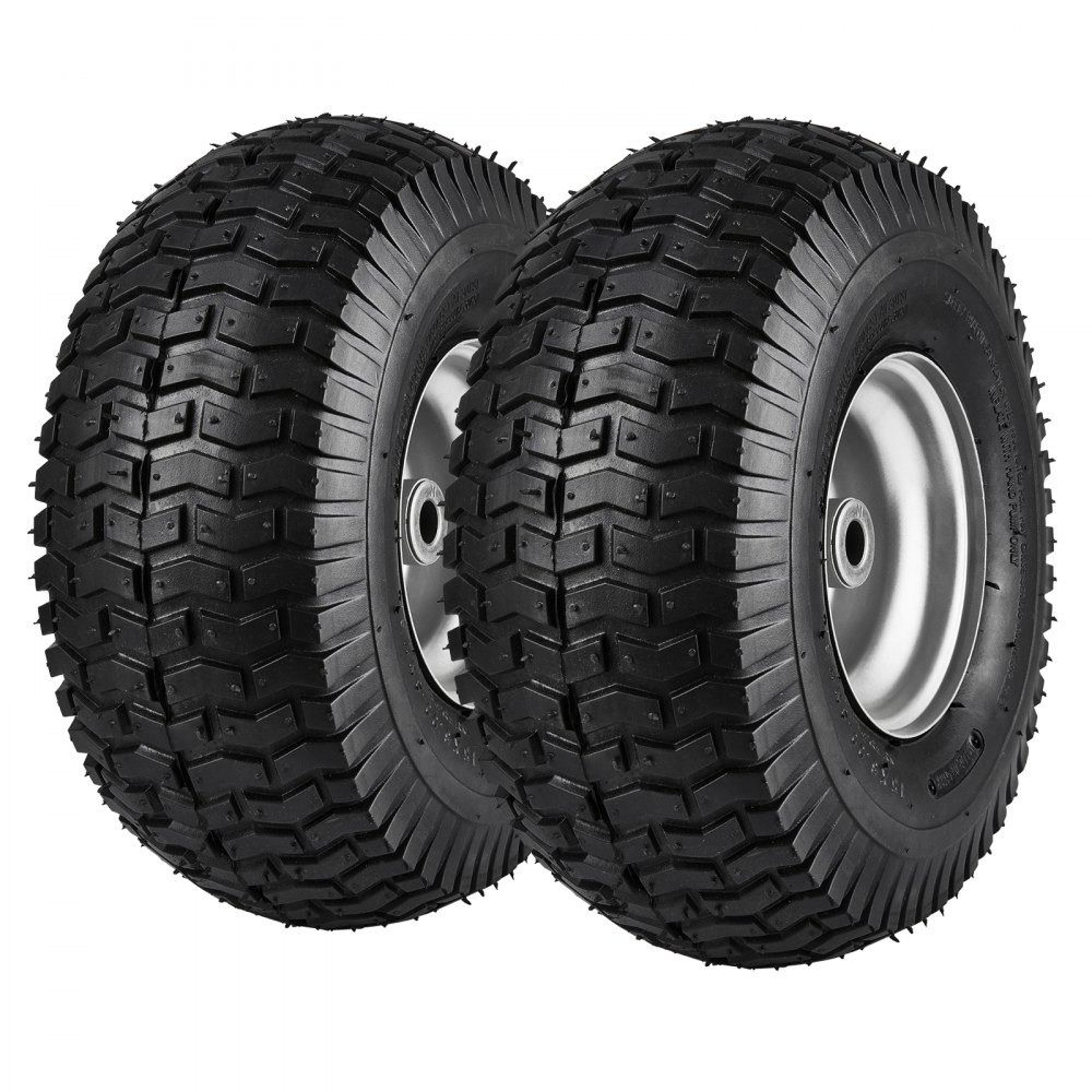 15x6-6 lawn mower tires with wheel assemblies and turf pneumatic tread 2 pack