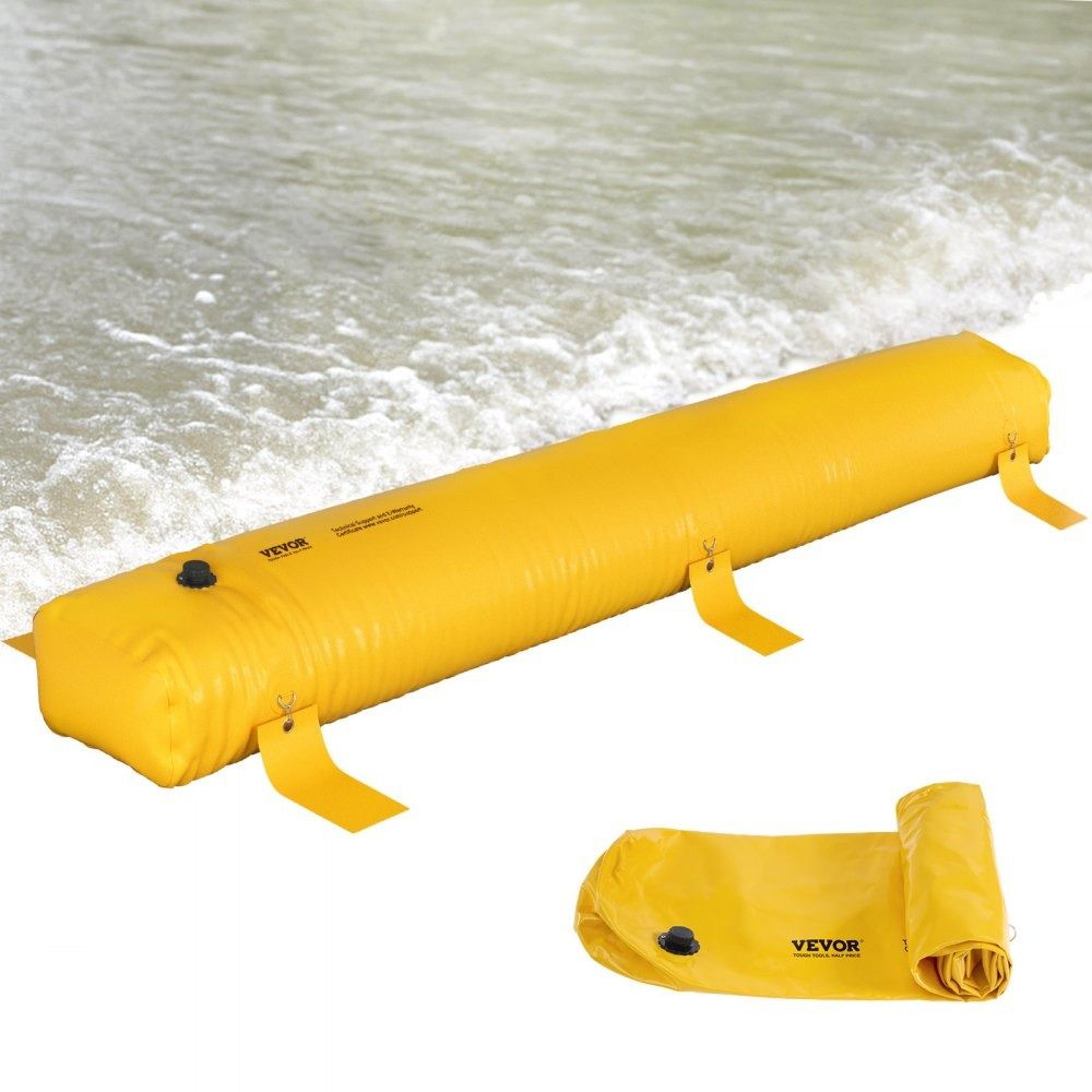 reusable flood barrier water diversion tube for home garage and doorway protection