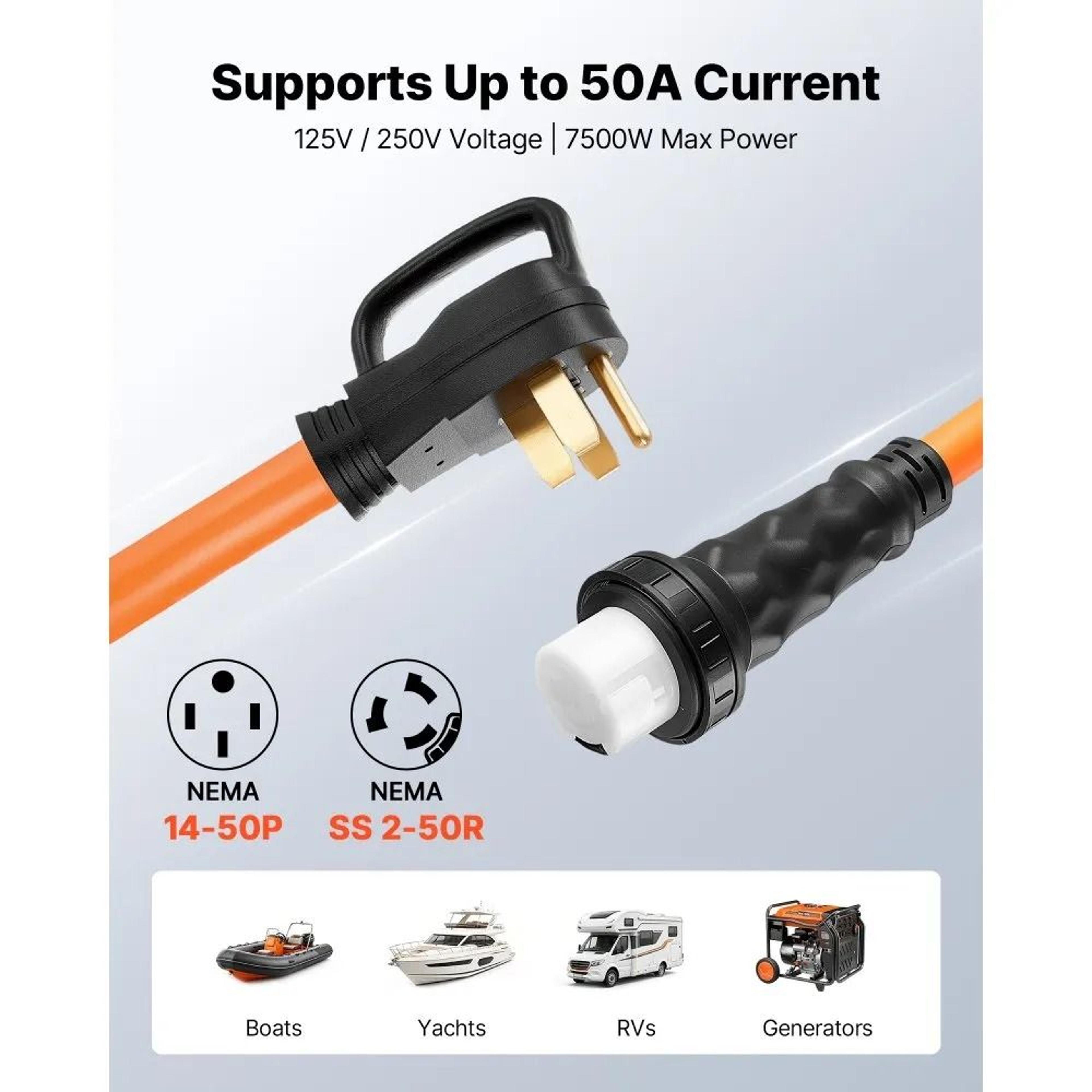 100FT 50 Amp Generator Cord Heavy Duty RV Power Cord With Twist Lock 5