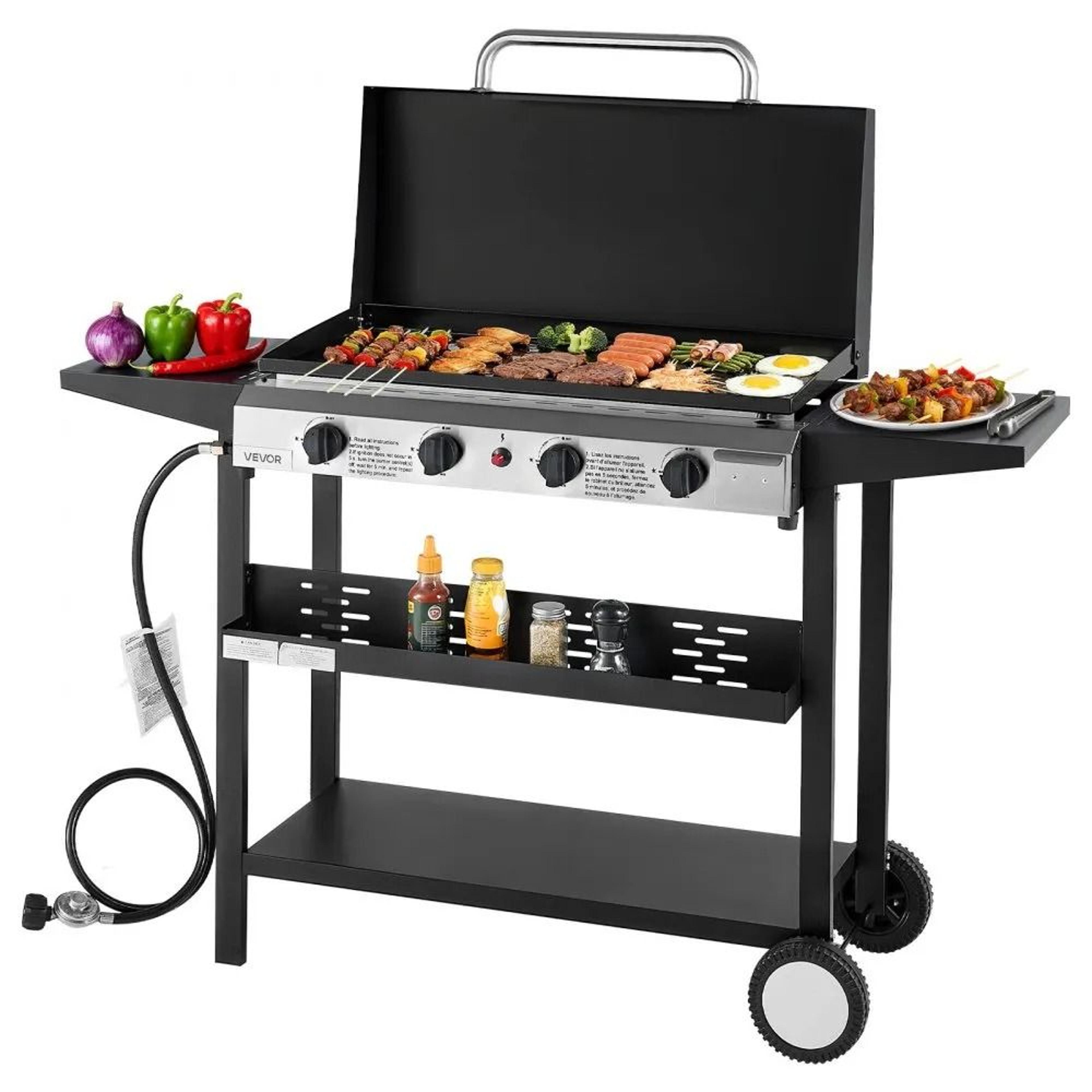 29 inch 4 burner propane griddle with lid and wheels outdoor flat top grill