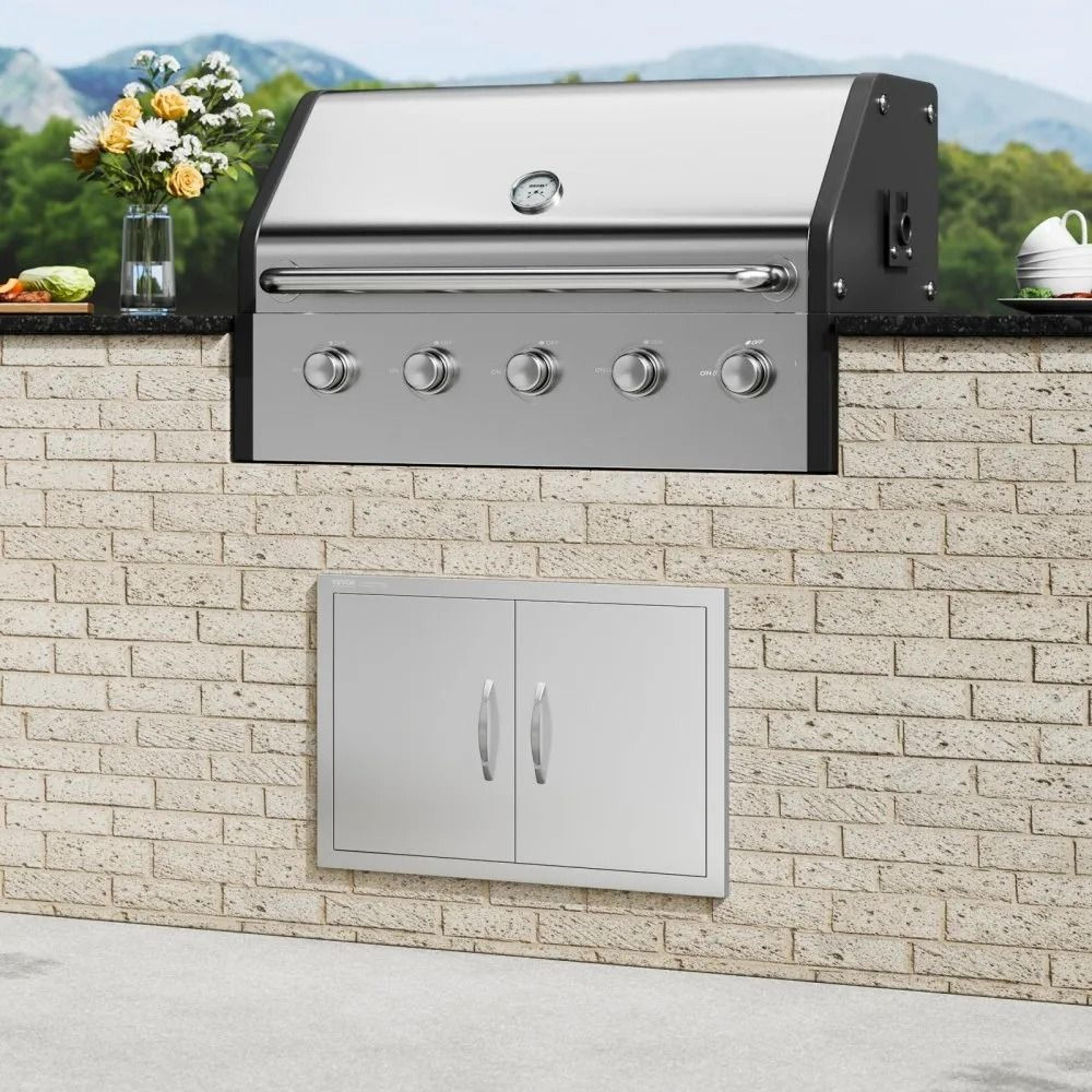 28 X 19 Stainless Steel BBQ Access Door Double Outdoor Kitchen Cabinet Door 6