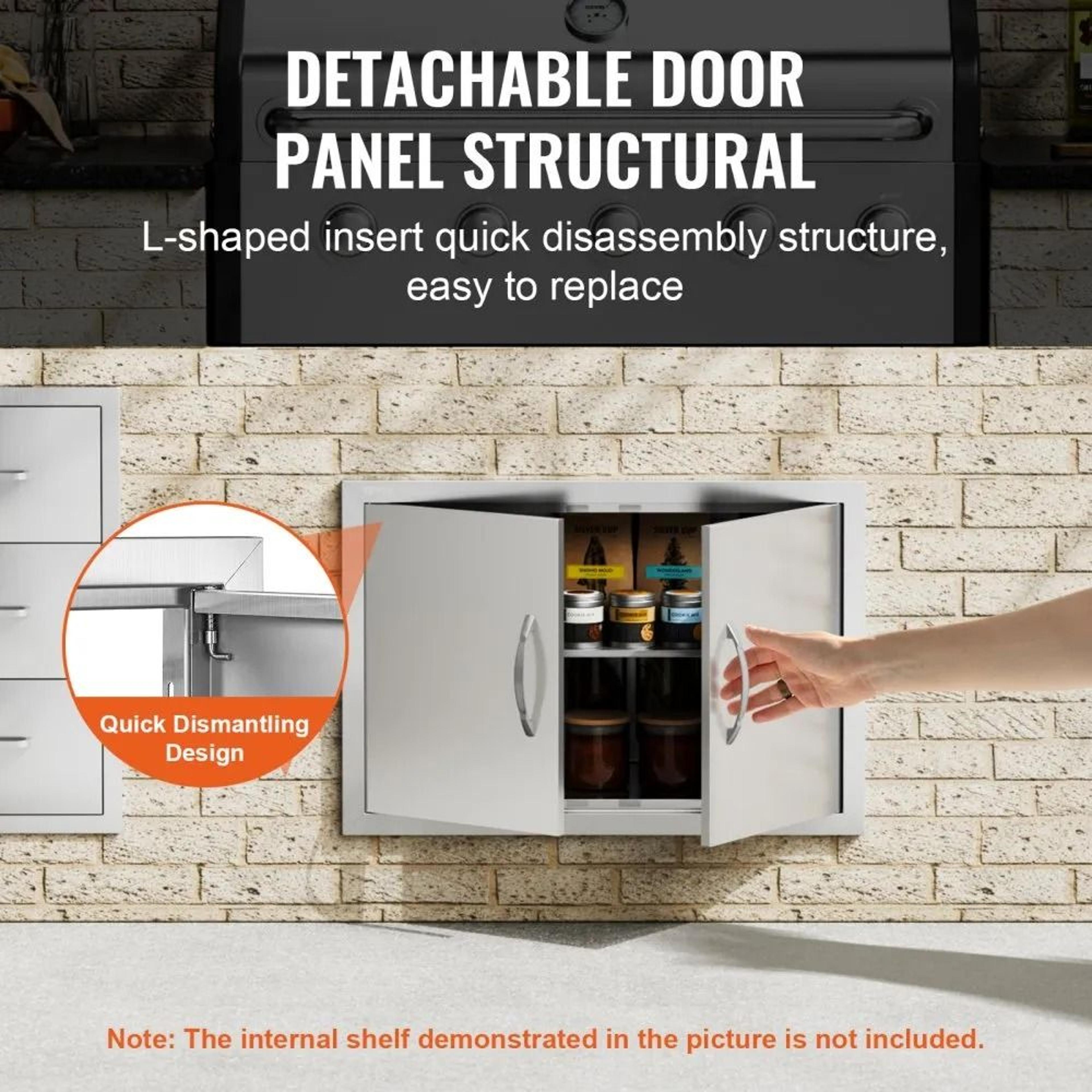28 X 19 Stainless Steel BBQ Access Door Double Outdoor Kitchen Cabinet Door 4