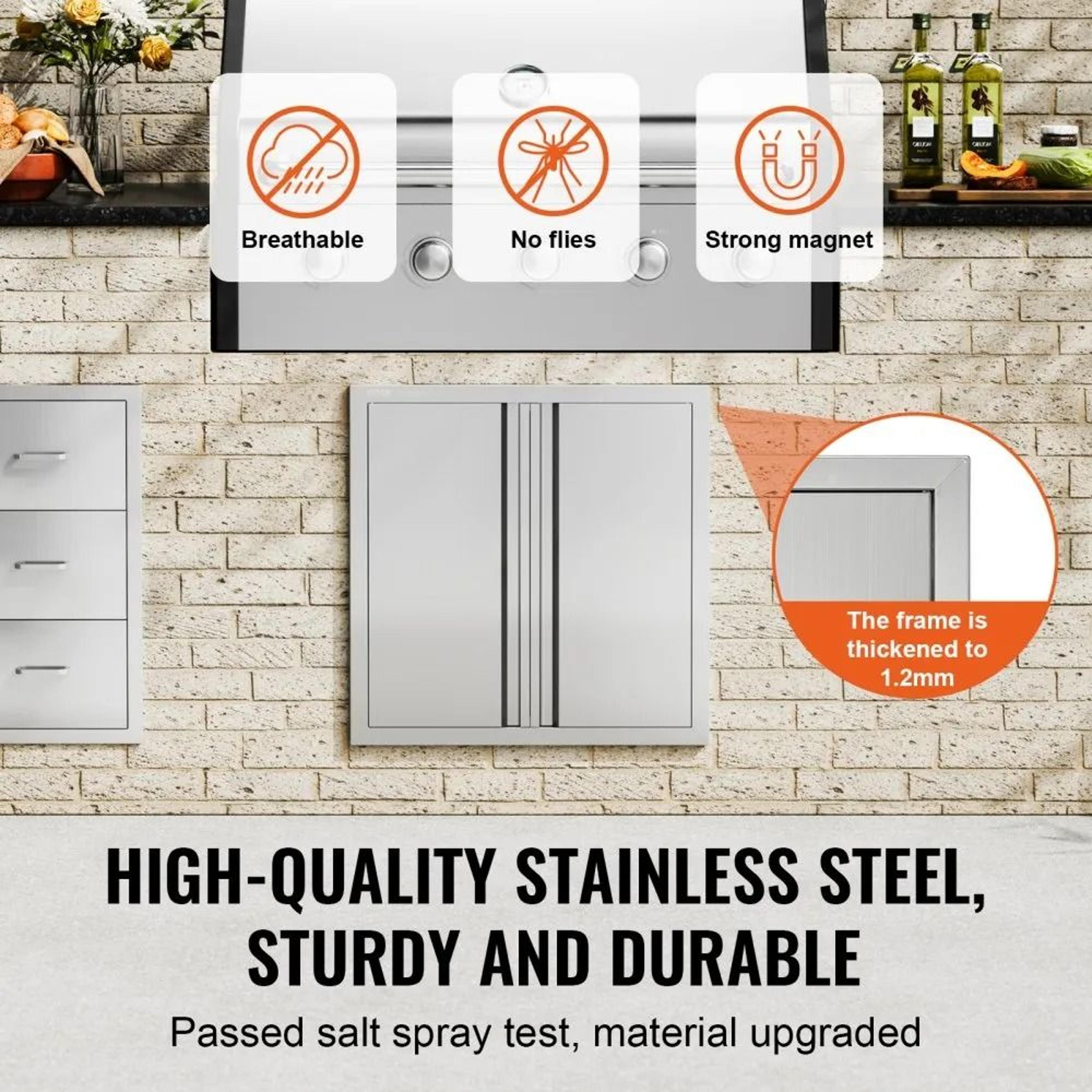 24 Inch Stainless Steel BBQ Access Door Double Outdoor Kitchen Cabinet Door 3