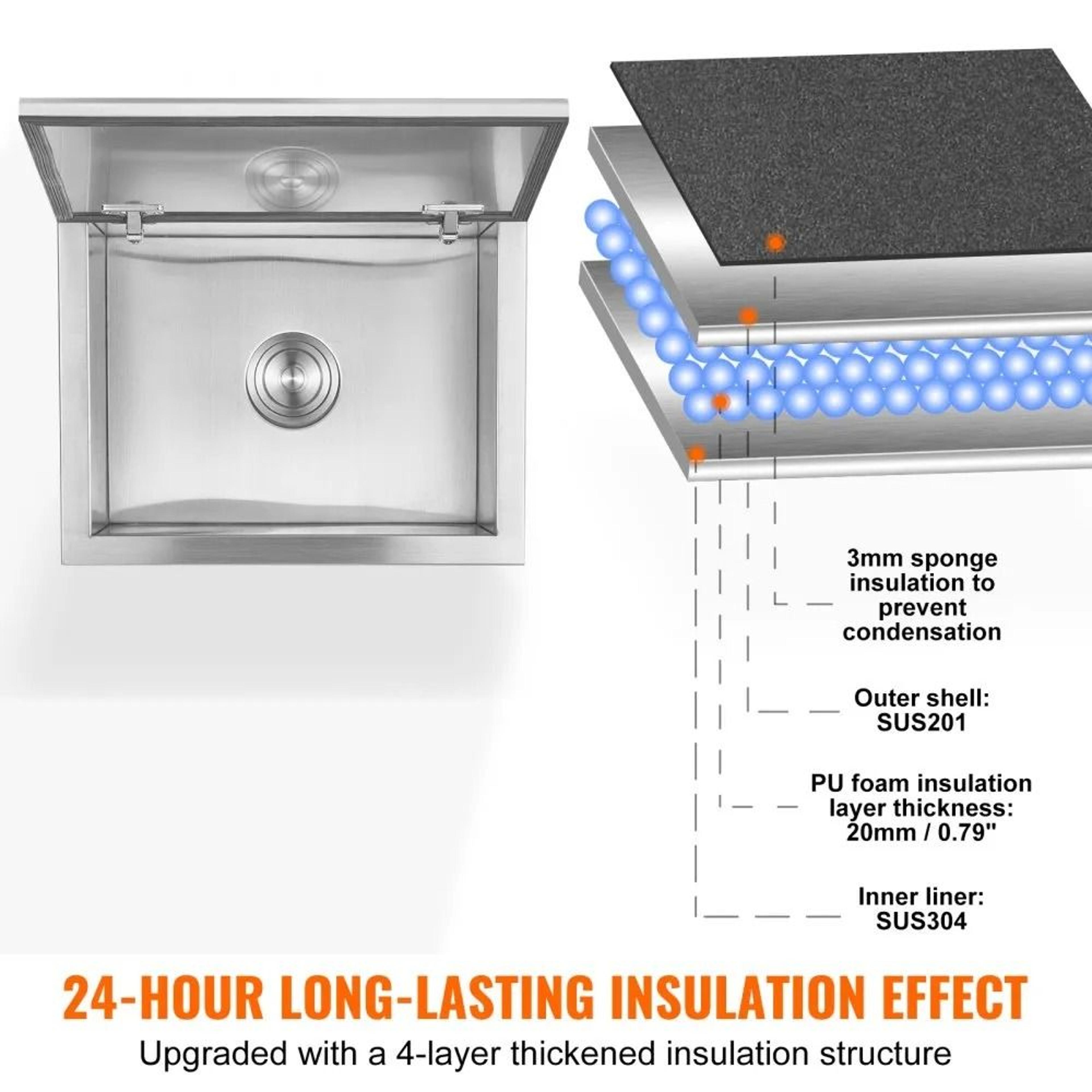 467QT Drop In Ice Chest Stainless Steel Commercial Ice Bin For Outdoor Kitchens 5