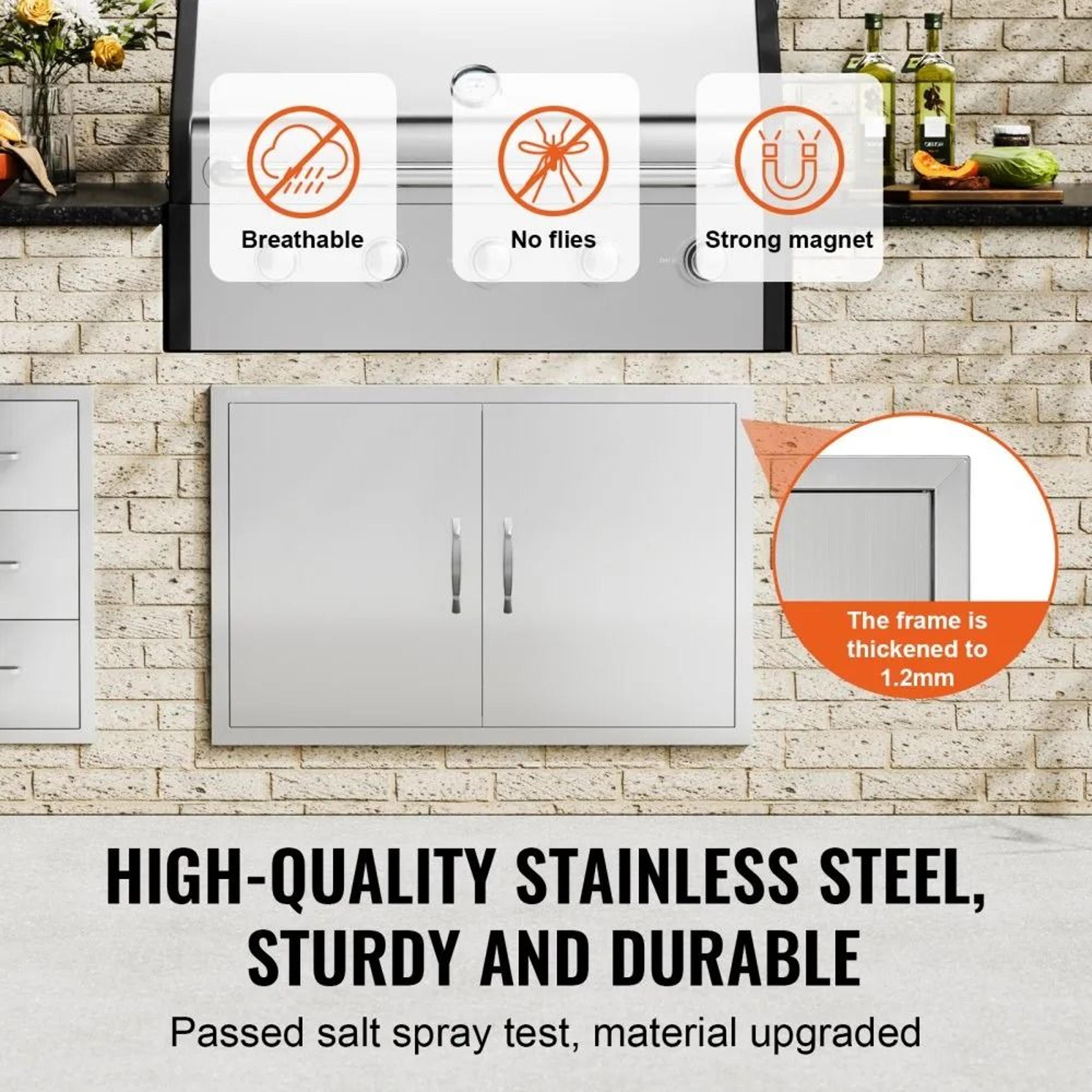 35 X 24 Stainless Steel BBQ Access Door Double Outdoor Kitchen Cabinet Door 4