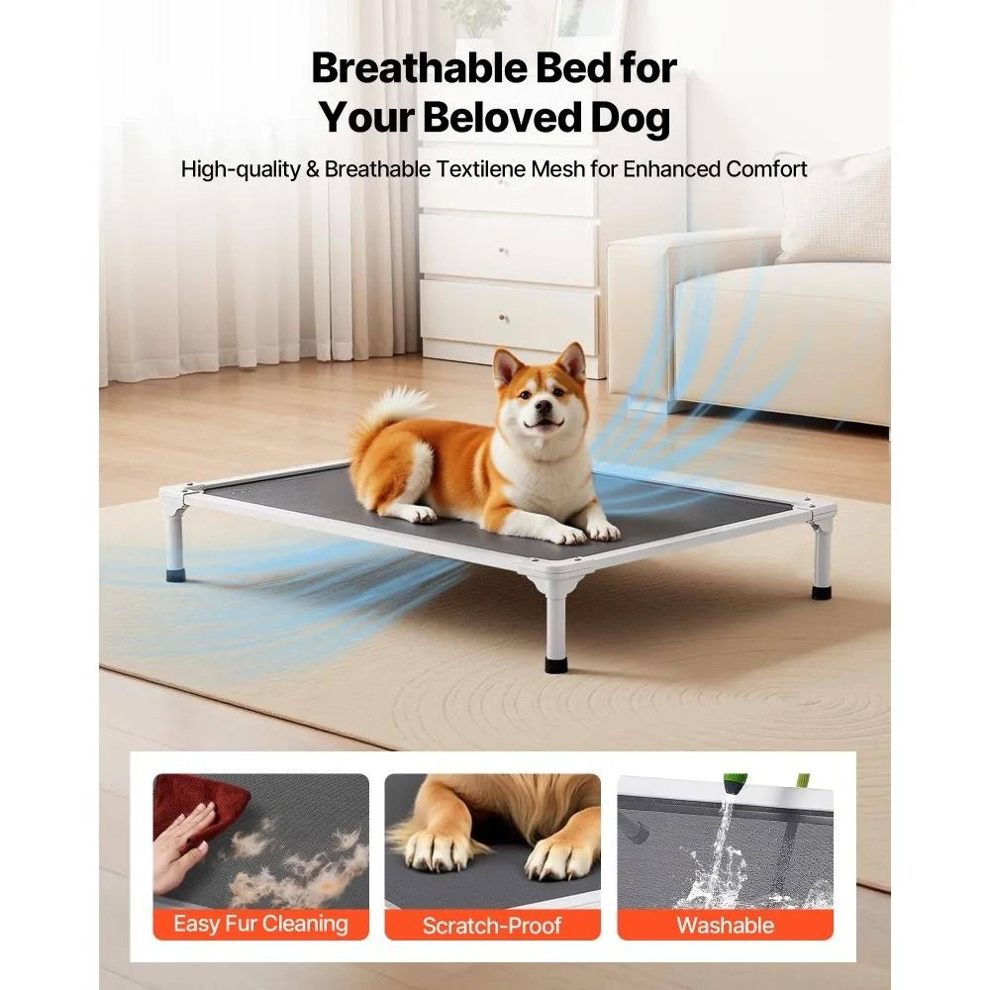 Cooling Elevated Dog Bed With Breathable Mesh And Aluminum Frame For Large Dogs 1