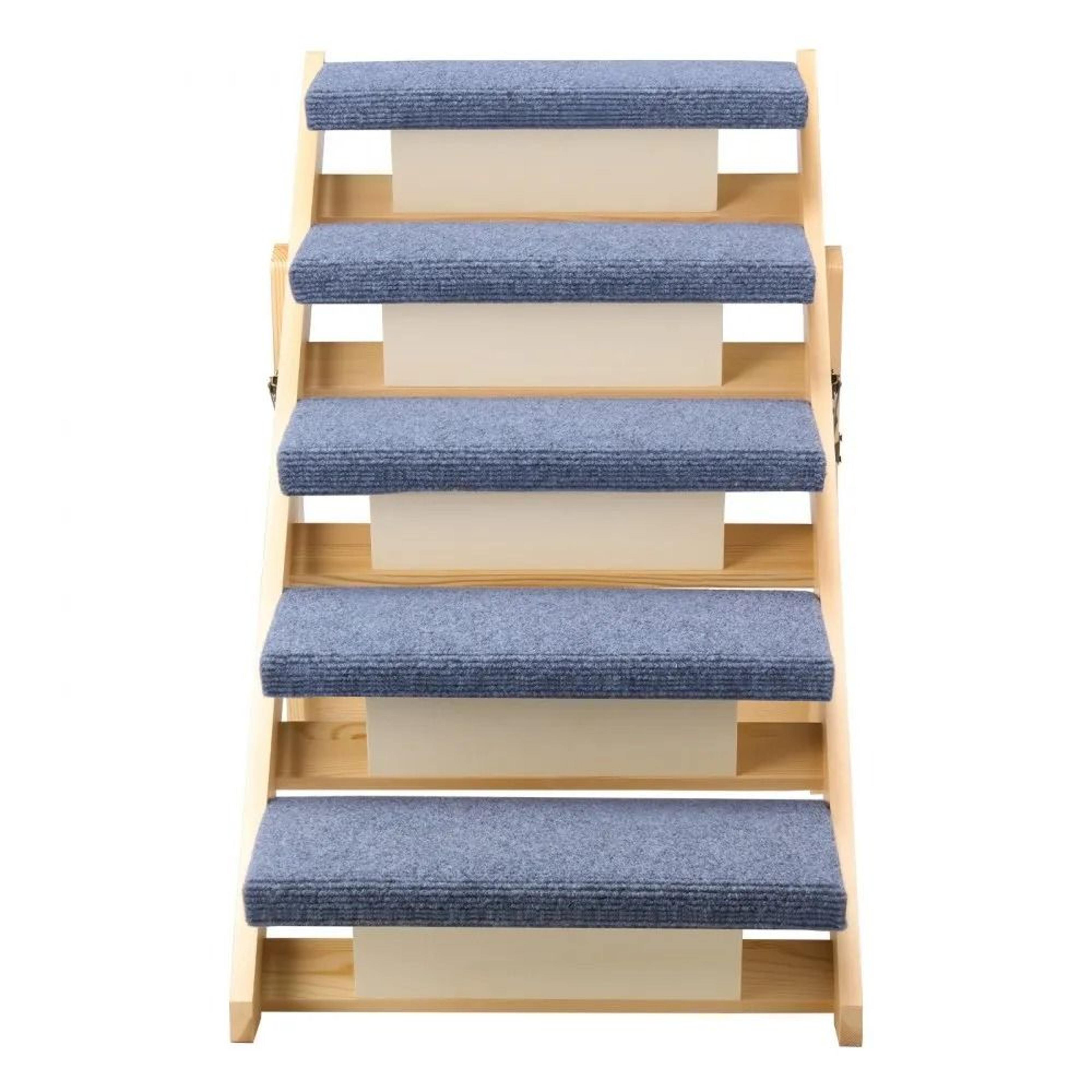 5 Step Foldable Wooden Dog Stairs With Non Slip Pet Steps For Beds Sofas And Cars 7