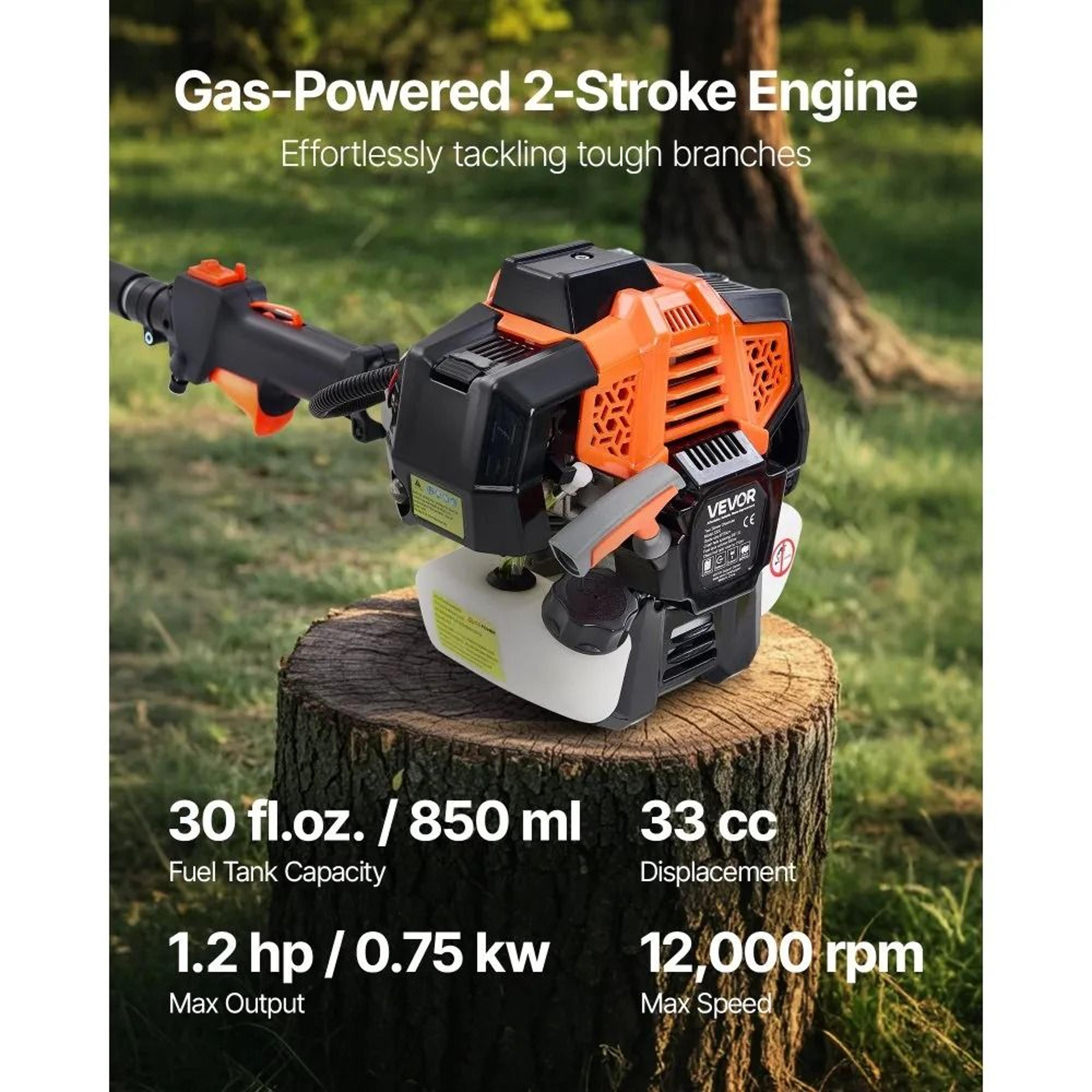 33CC Gas Pole Saw Extendable Tree Trimmer With 8 Inch Cutting Bar 4