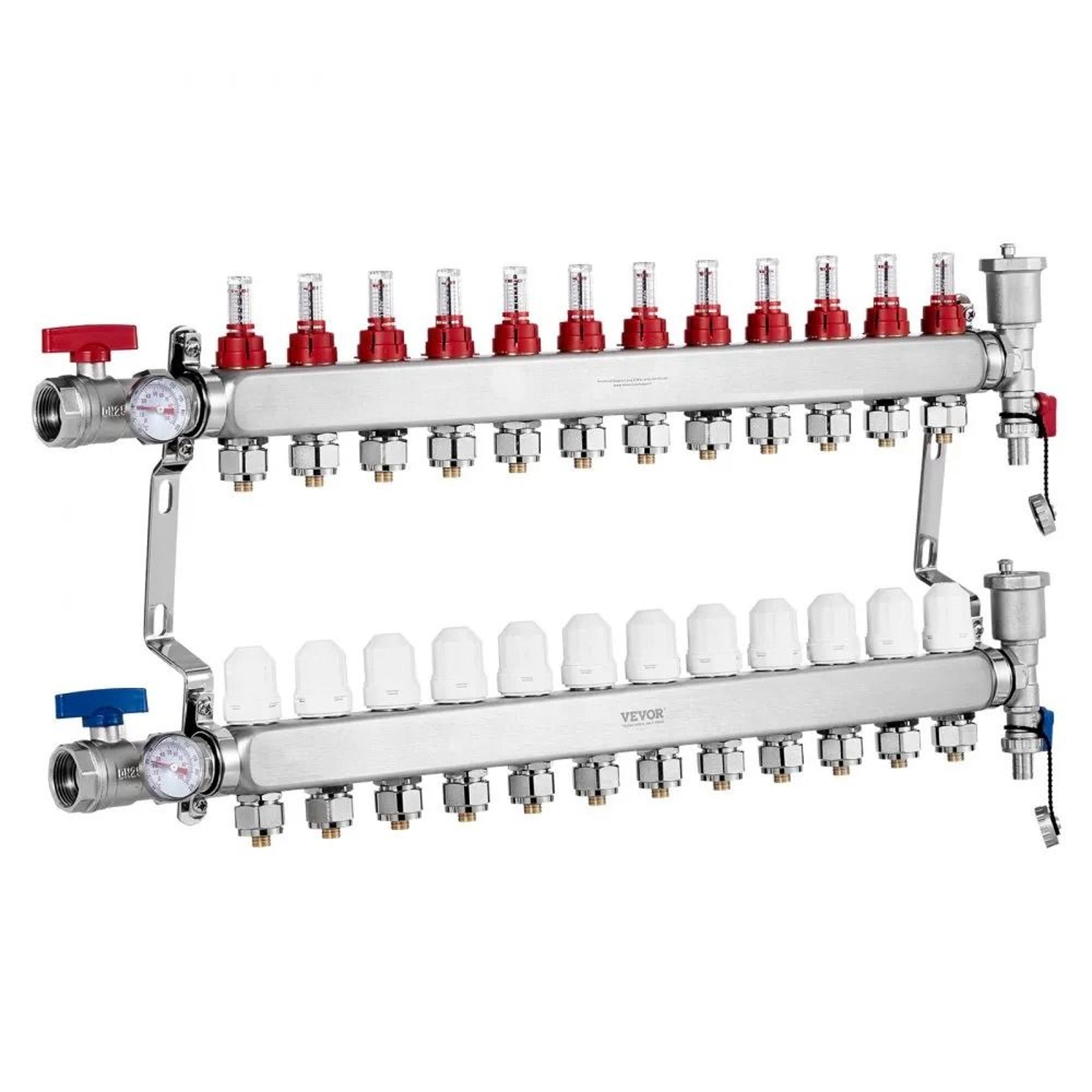 12 branch radiant heat manifold stainless steel pex manifold for hydronic floor heating