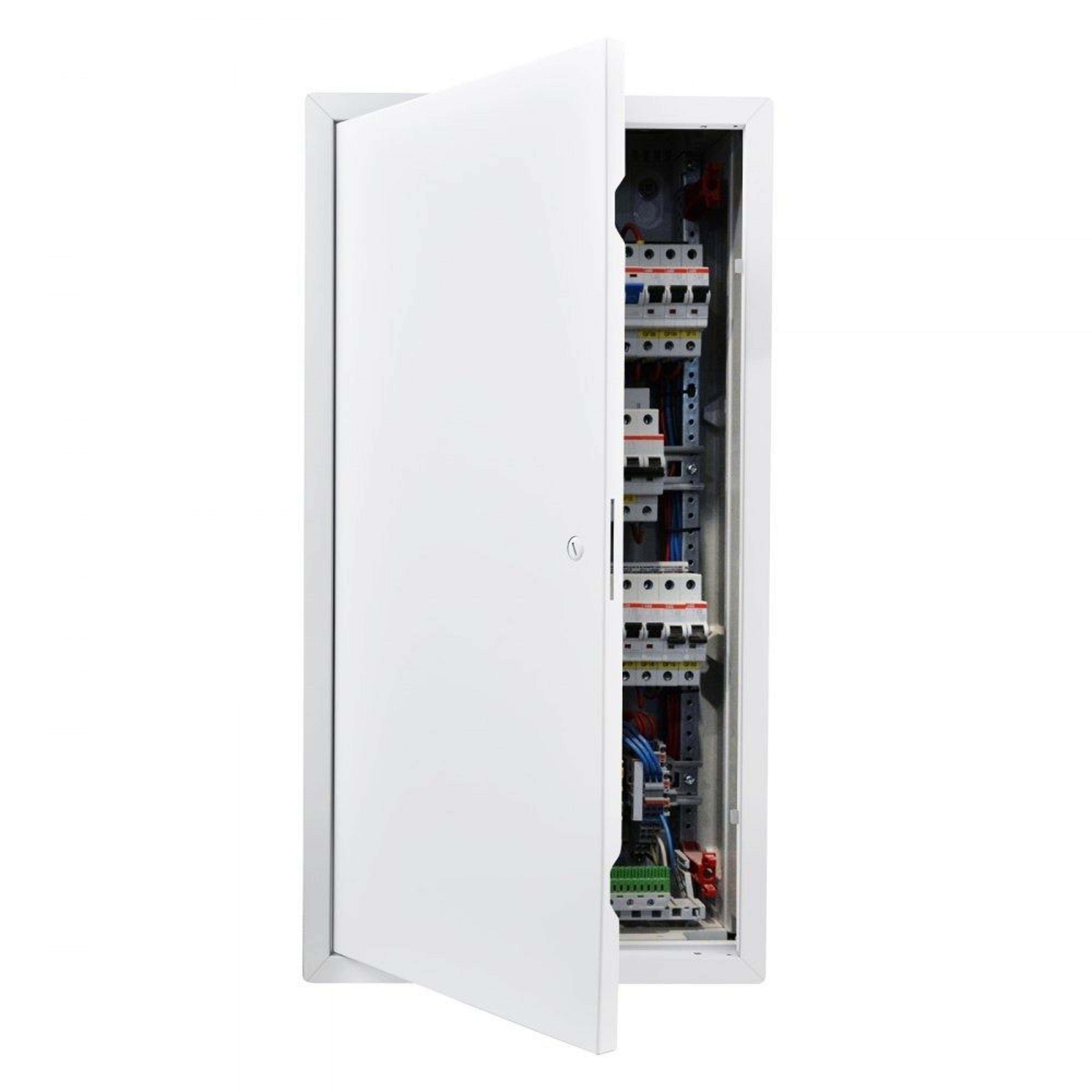 galvanized steel drywall access panel with hinged service door and screwdriver latch