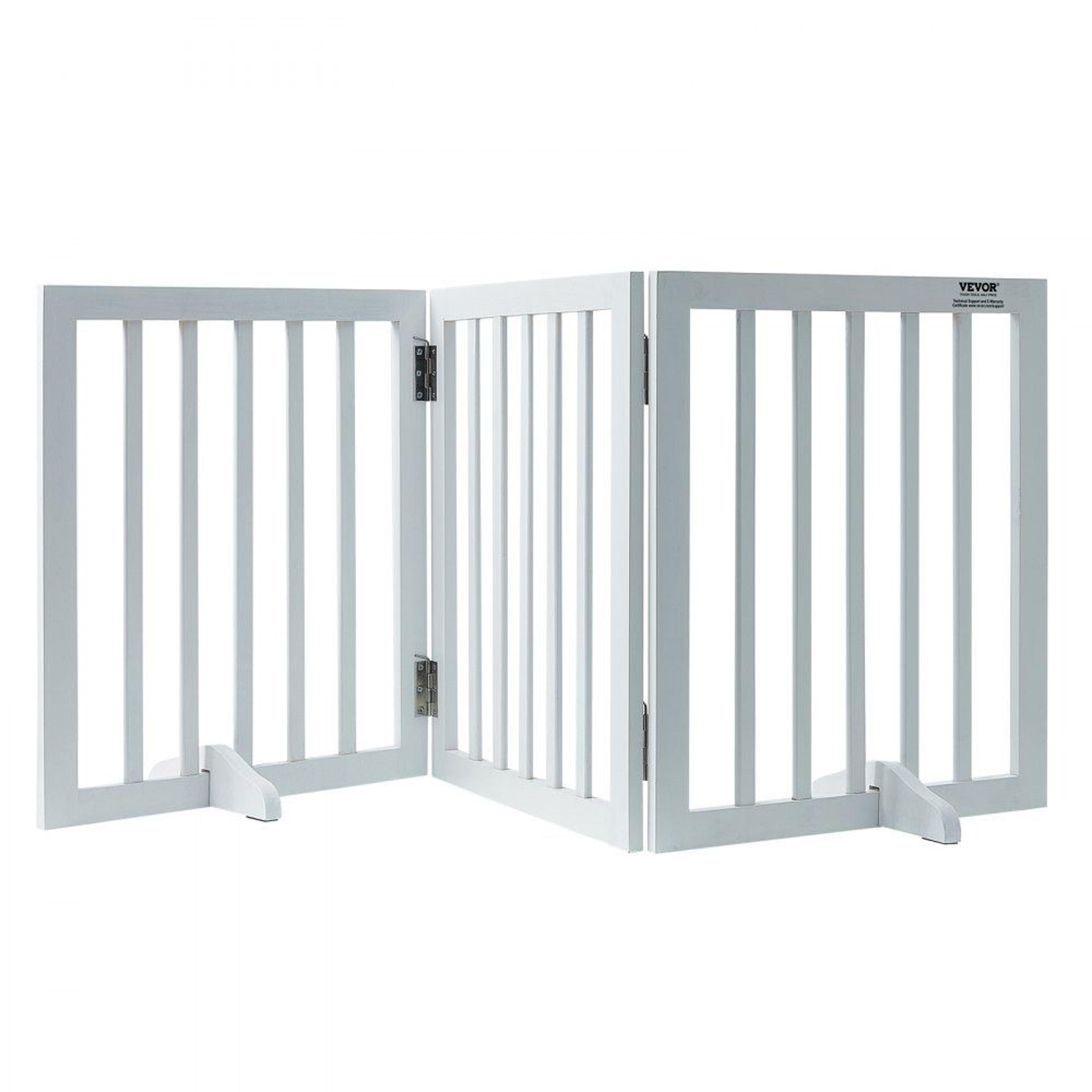 free standing dog gate 60 inch foldable wooden pet gate for doorways and hallways