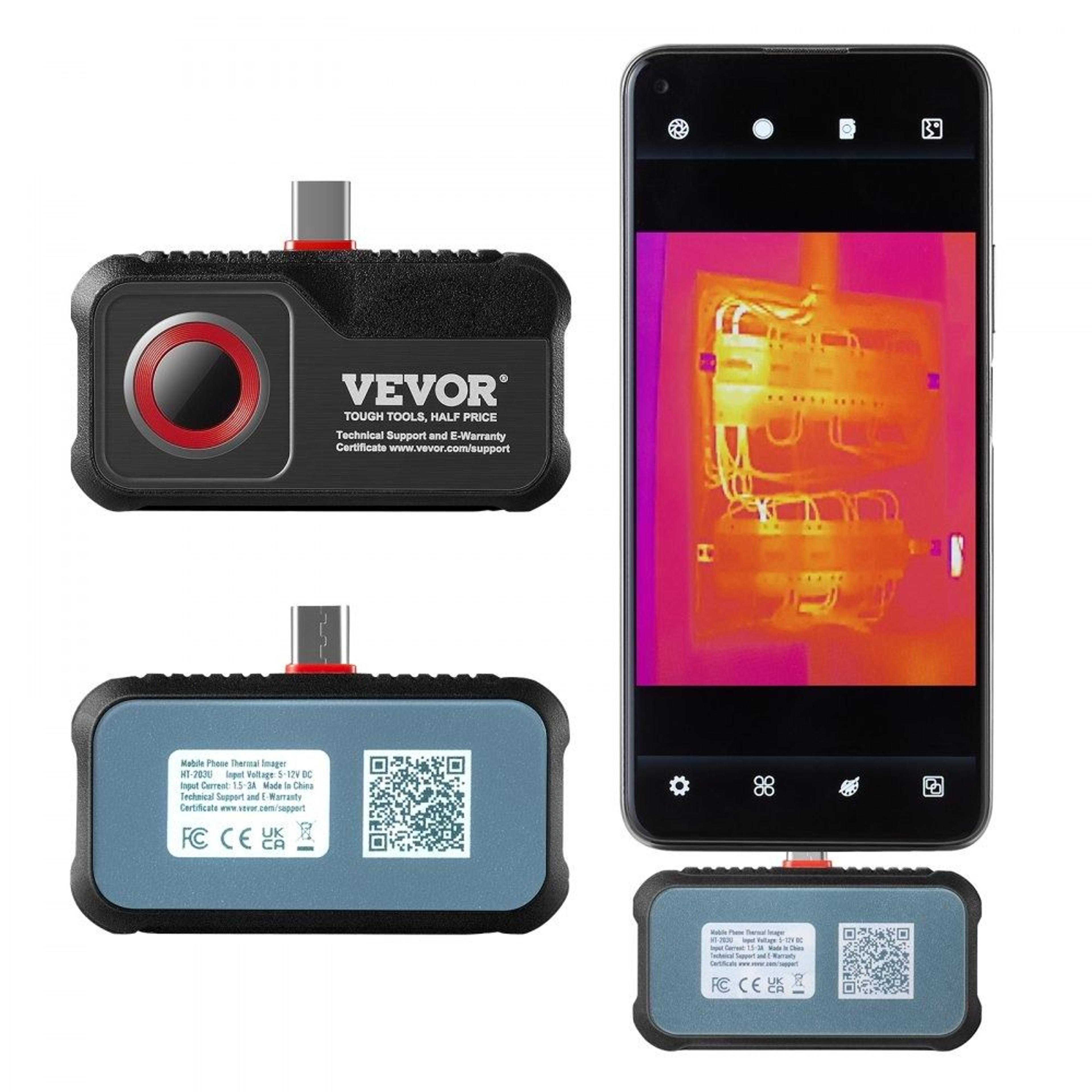 android thermal imaging camera 256 x 192 ir infrared imager with visual camera