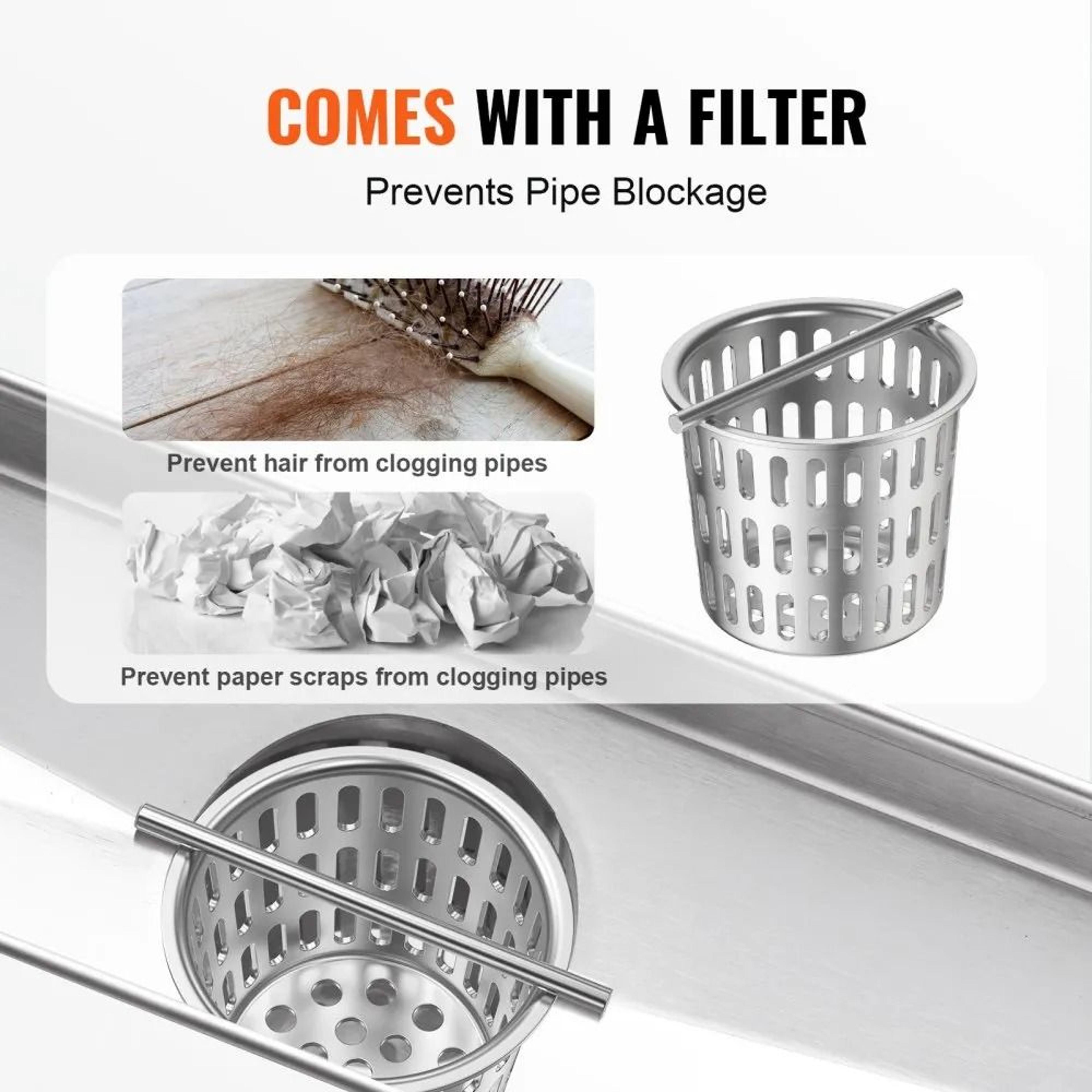 36 Inch Tile Insert Linear Shower Drain With Stainless Steel Hair Strainer 3