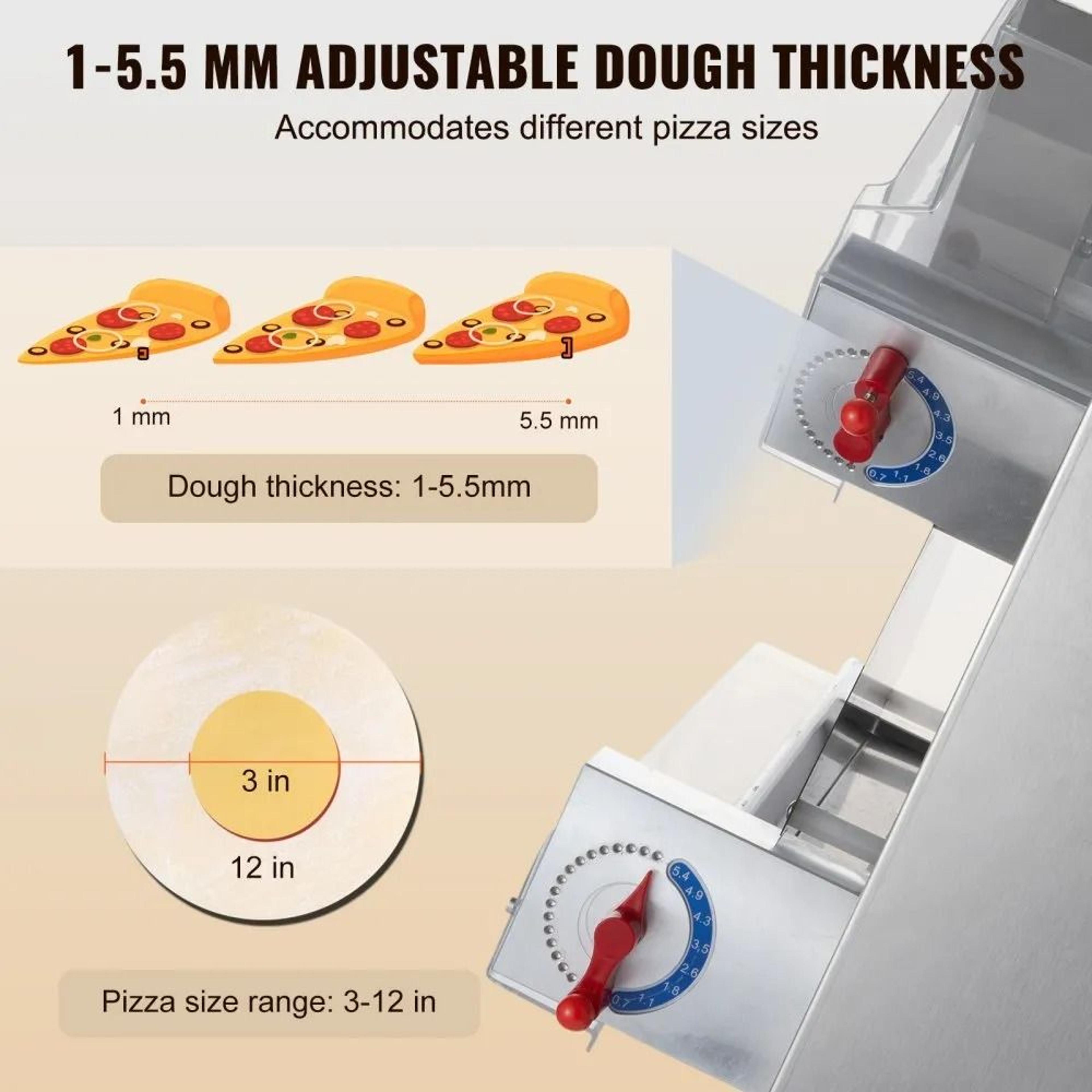 Commercial Pizza Dough Roller Sheeter With Automatic Press And Adjustable Thickness 4