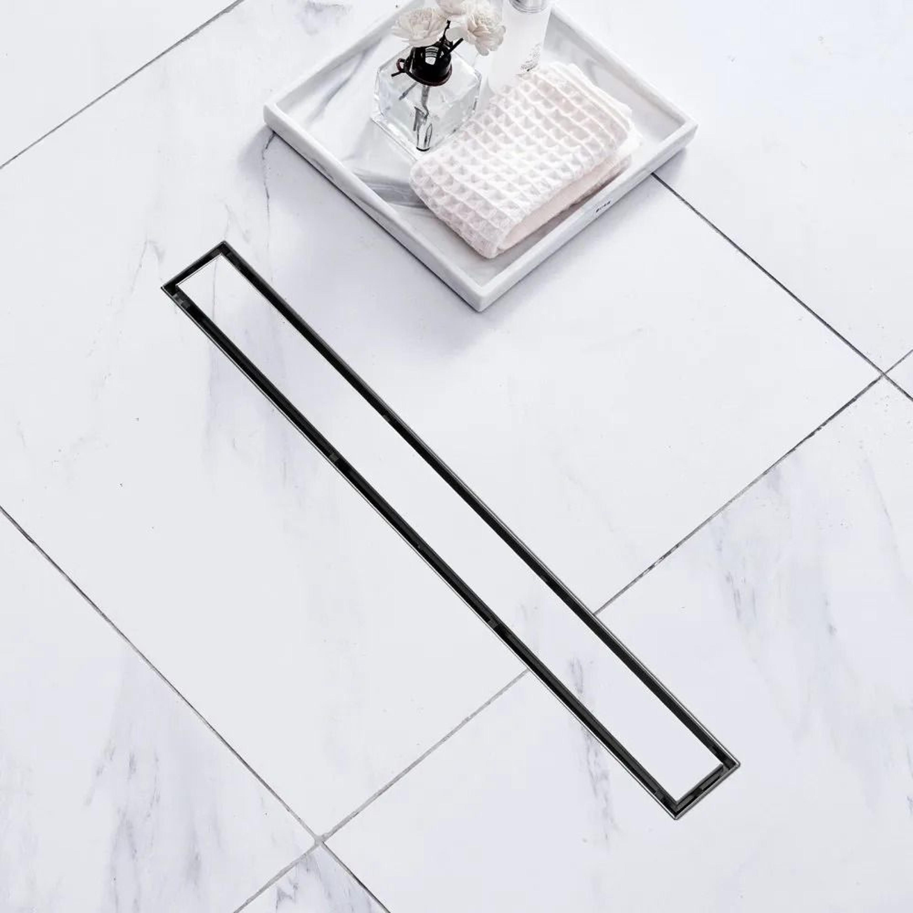 24 Inch Linear Shower Drain With Tile Insert Hair Strainer And Stainless Steel Floor Drain 0