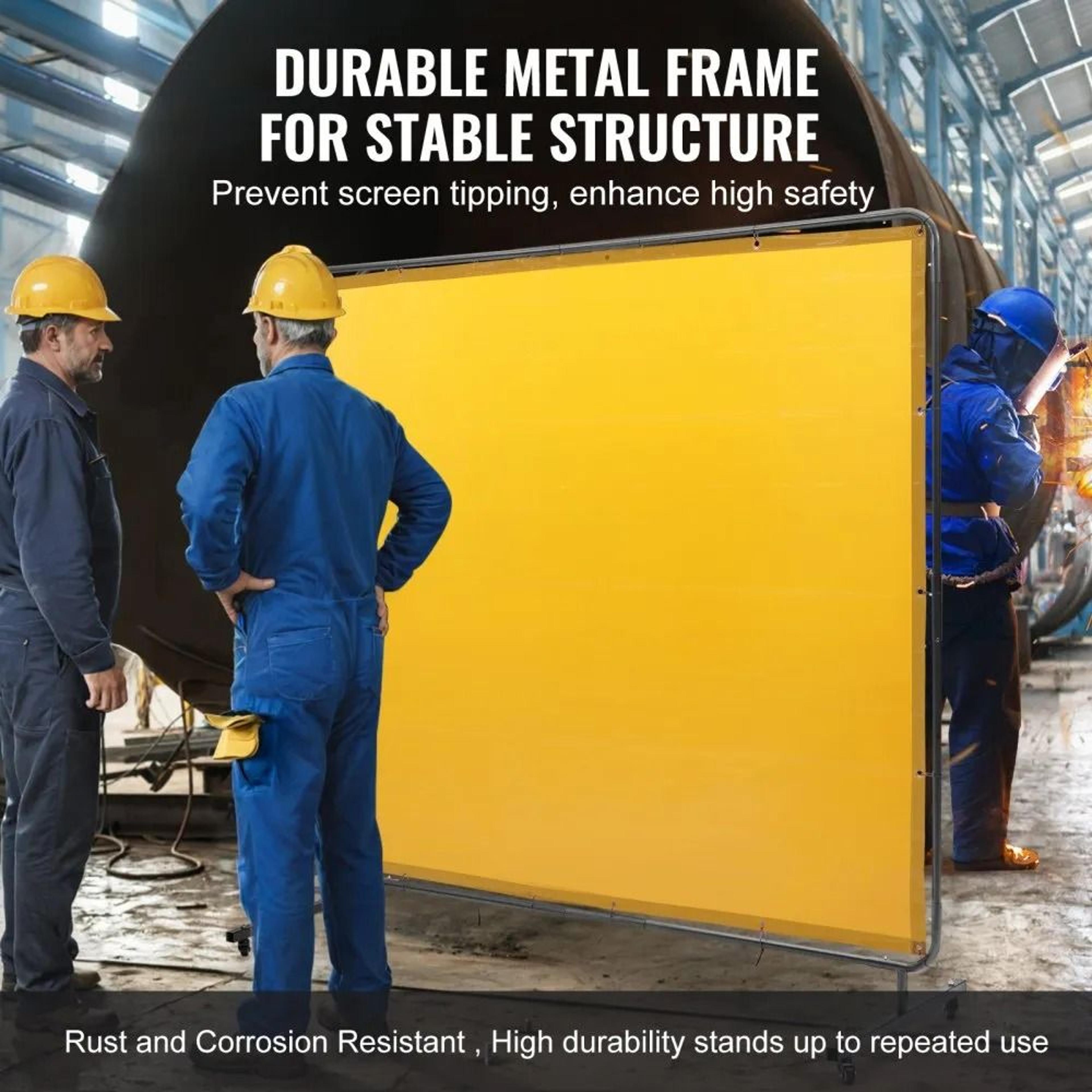 6 X 8 Ft Welding Screen With Frame Flame Resistant Welding Curtain On Wheels 4