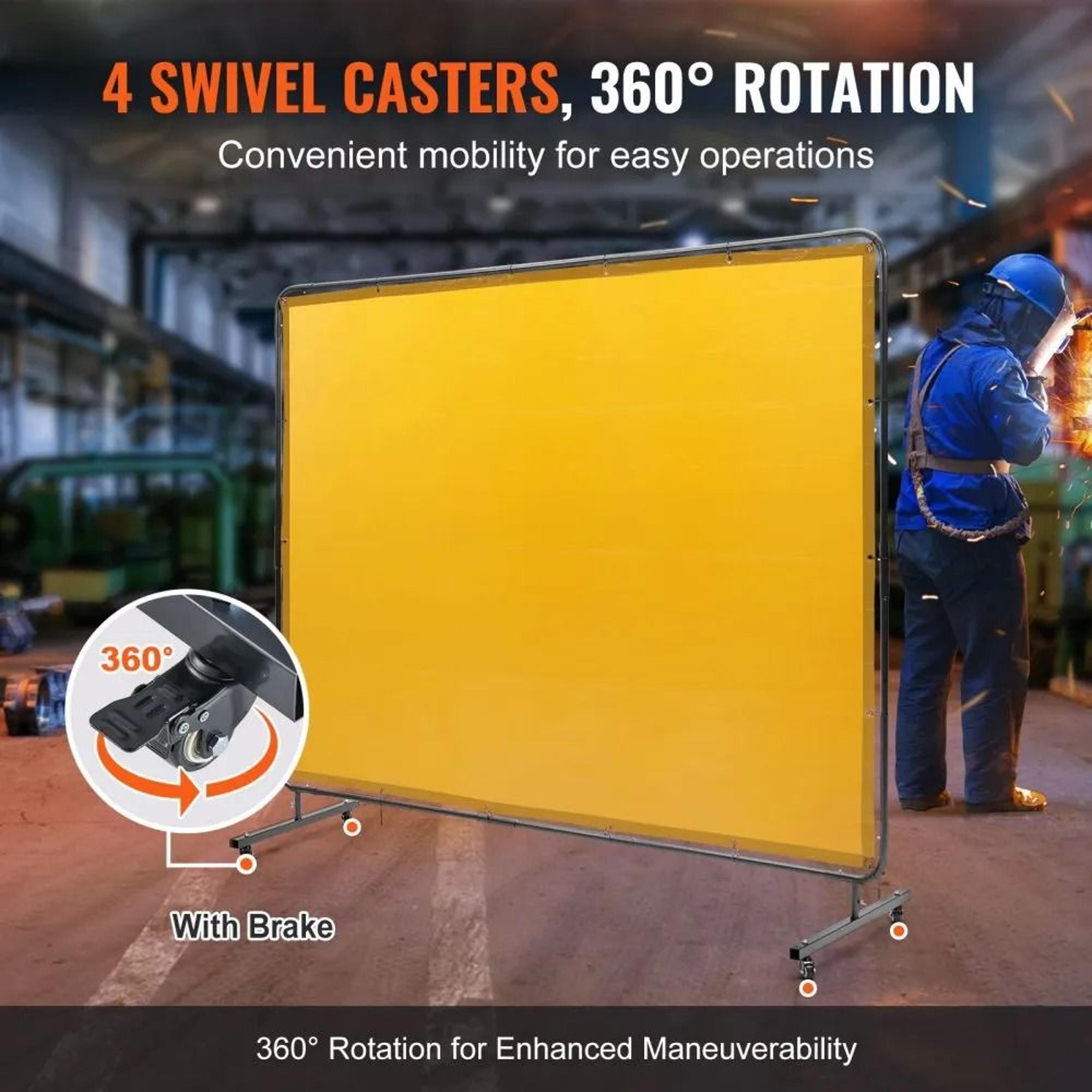 6 X 8 Ft Welding Screen With Frame Flame Resistant Welding Curtain On Wheels 5