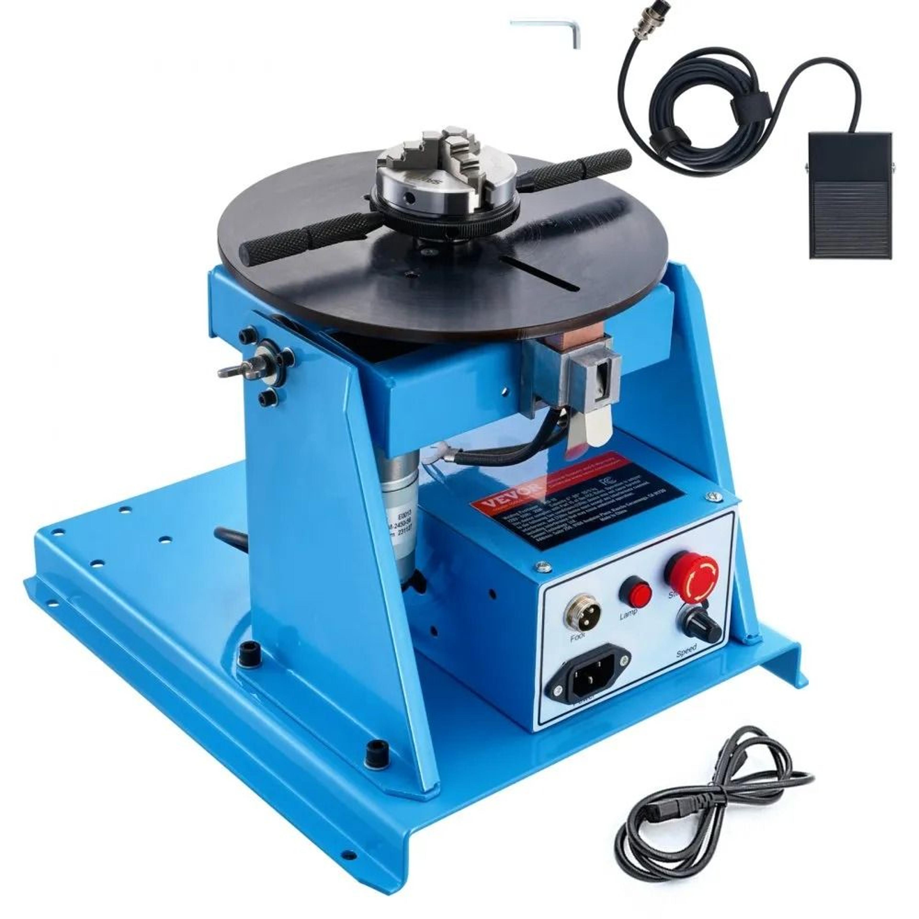 10kg rotary welding positioner with 3 jaw chuck and variable speed turntable
