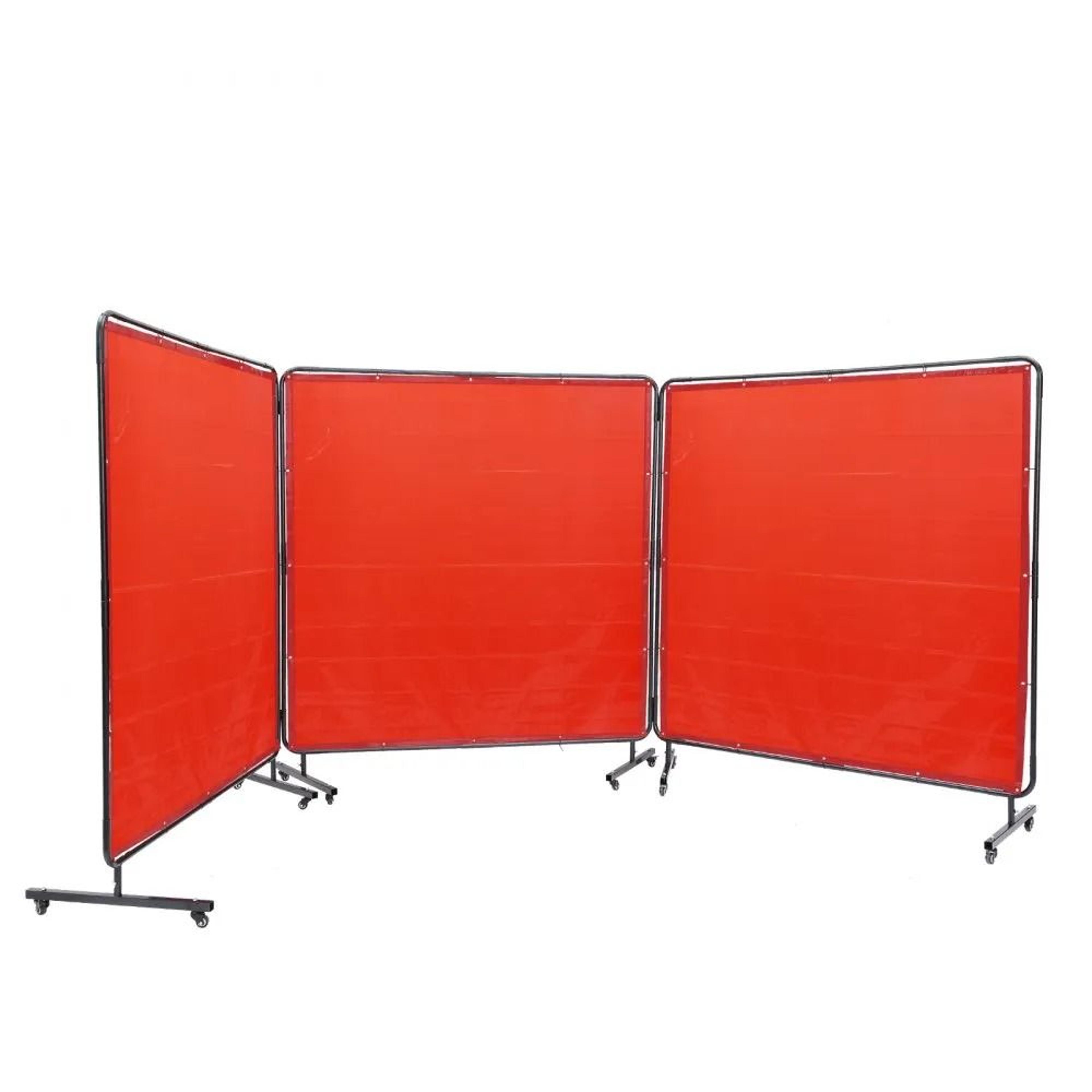 3 panel welding screen with frame 6 x 6 ft flame resistant welding curtain on wheels