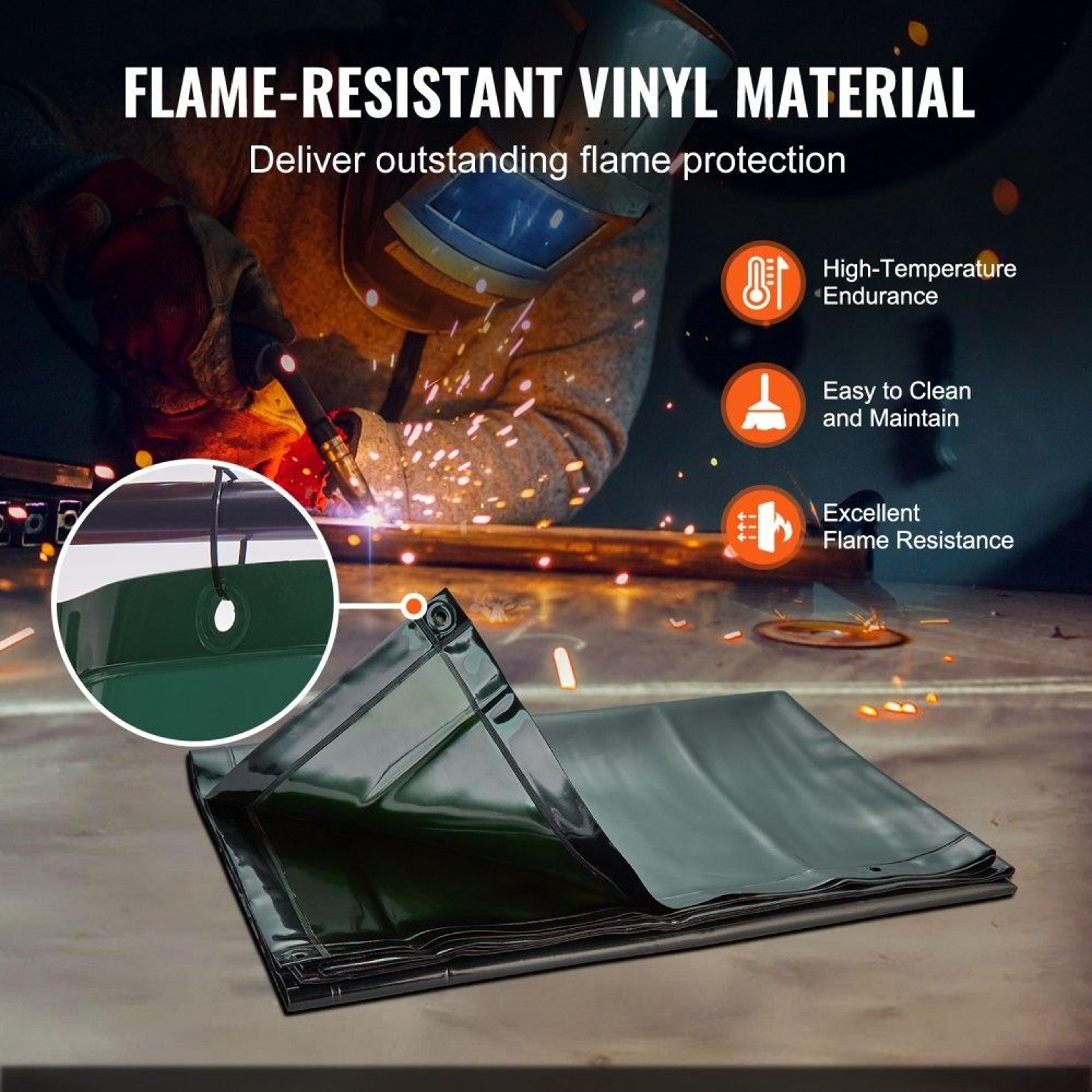 6 X 6 Welding Screen With Frame Flame Resistant Welding Curtain With Lockable Wheels 1