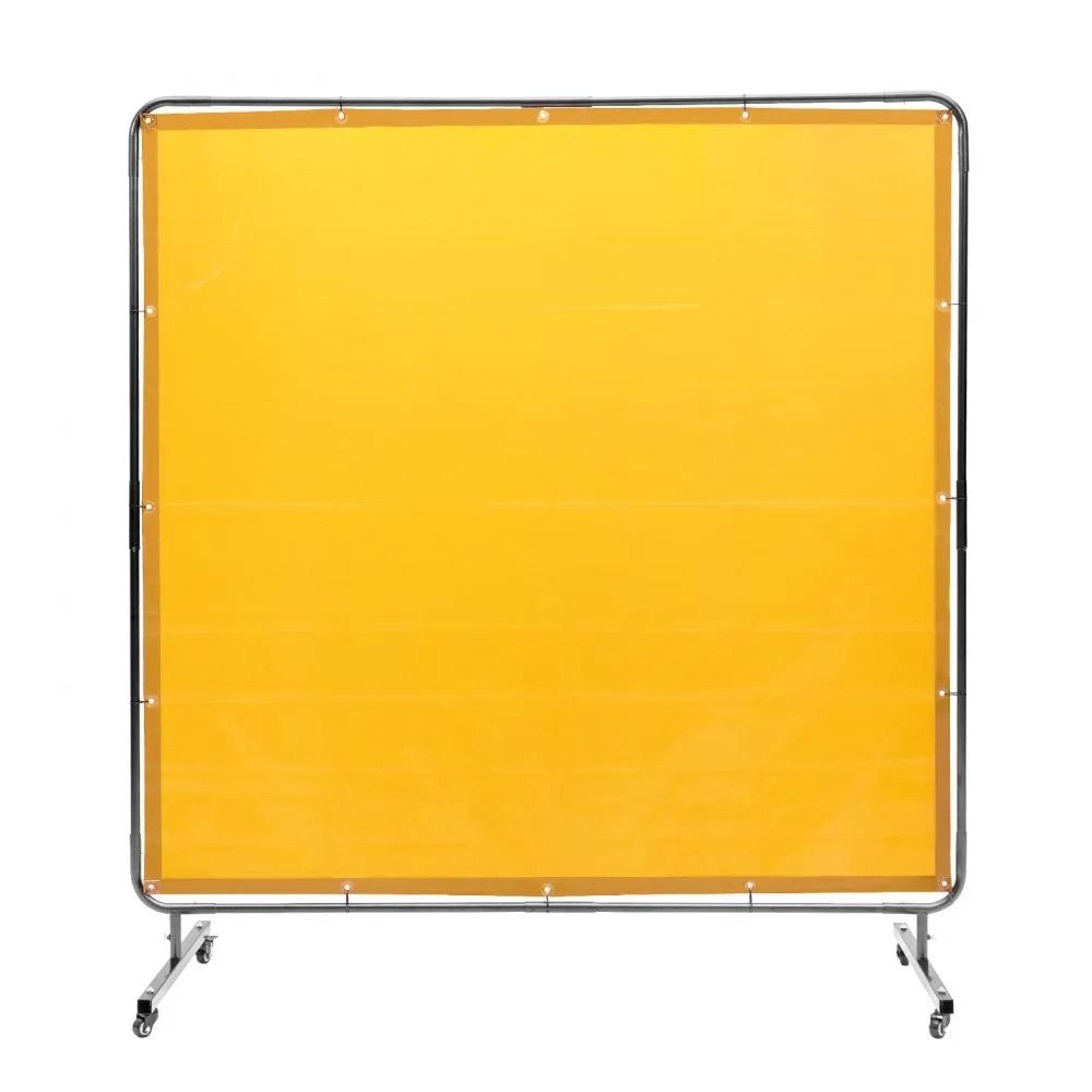 6 x 6 mobile welding screen with flame resistant vinyl curtain and locking wheels