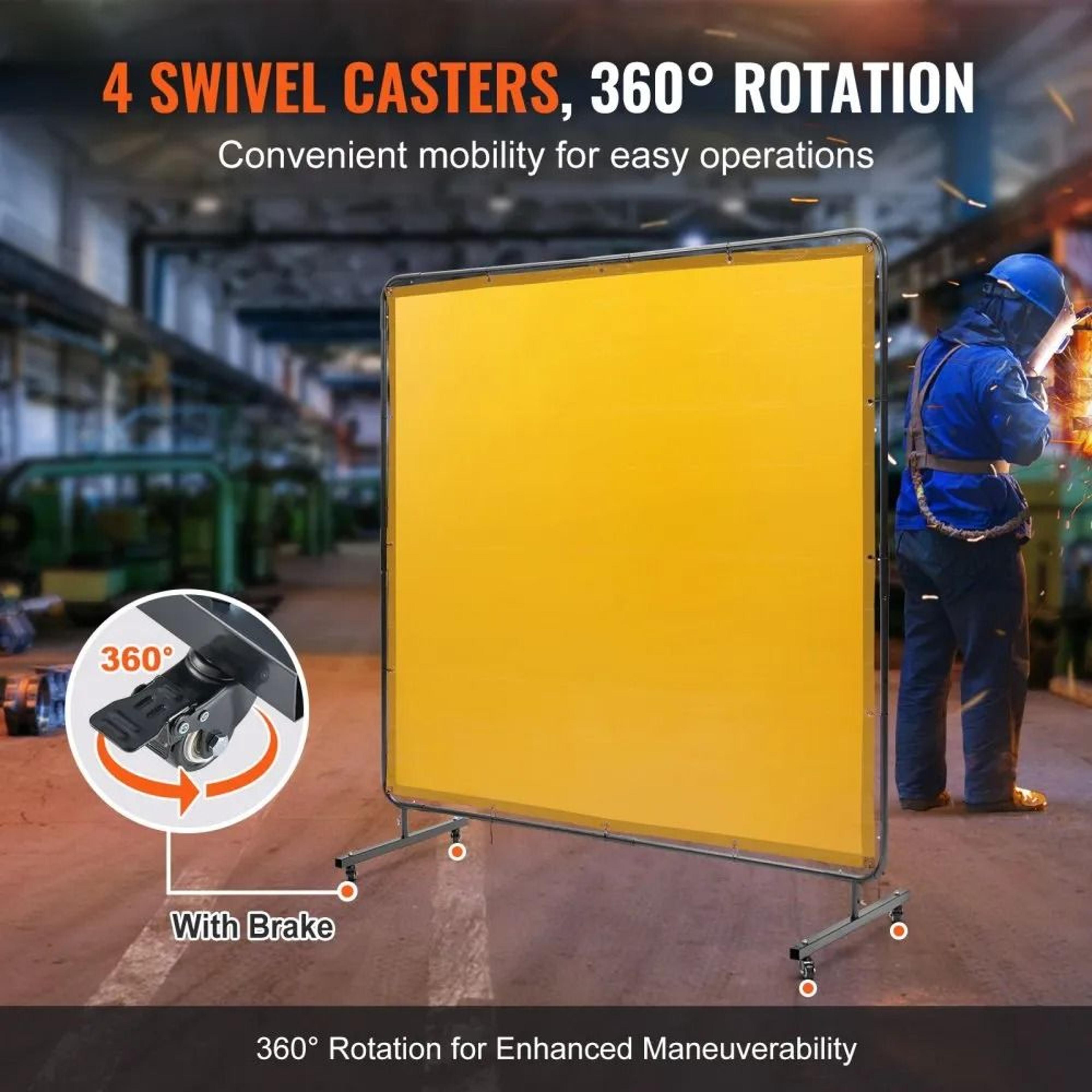 6 X 6 Mobile Welding Screen With Flame Resistant Vinyl Curtain And Locking Wheels 4