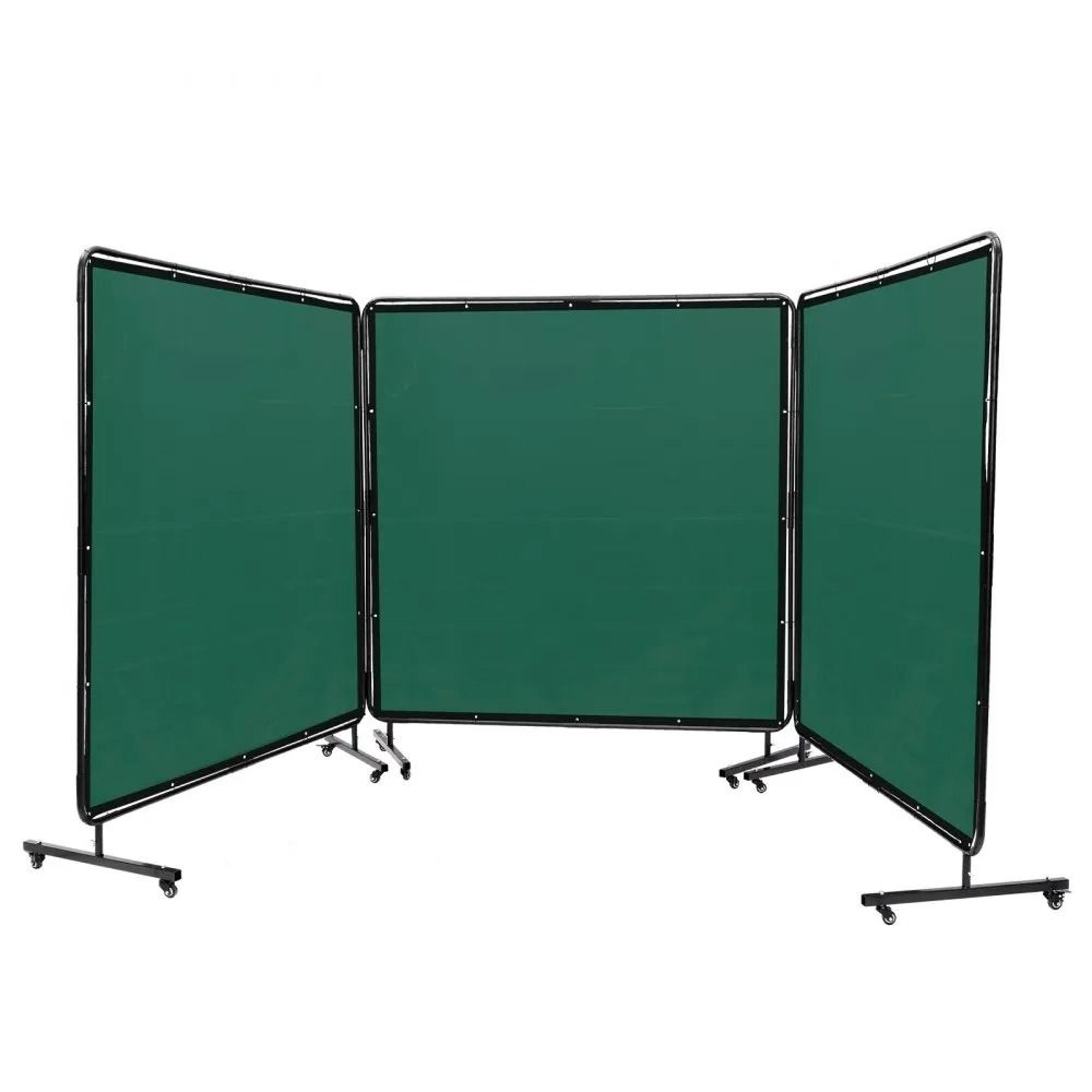 6 x 6 ft 3 panel welding screen with frame flame resistant mobile welding curtain