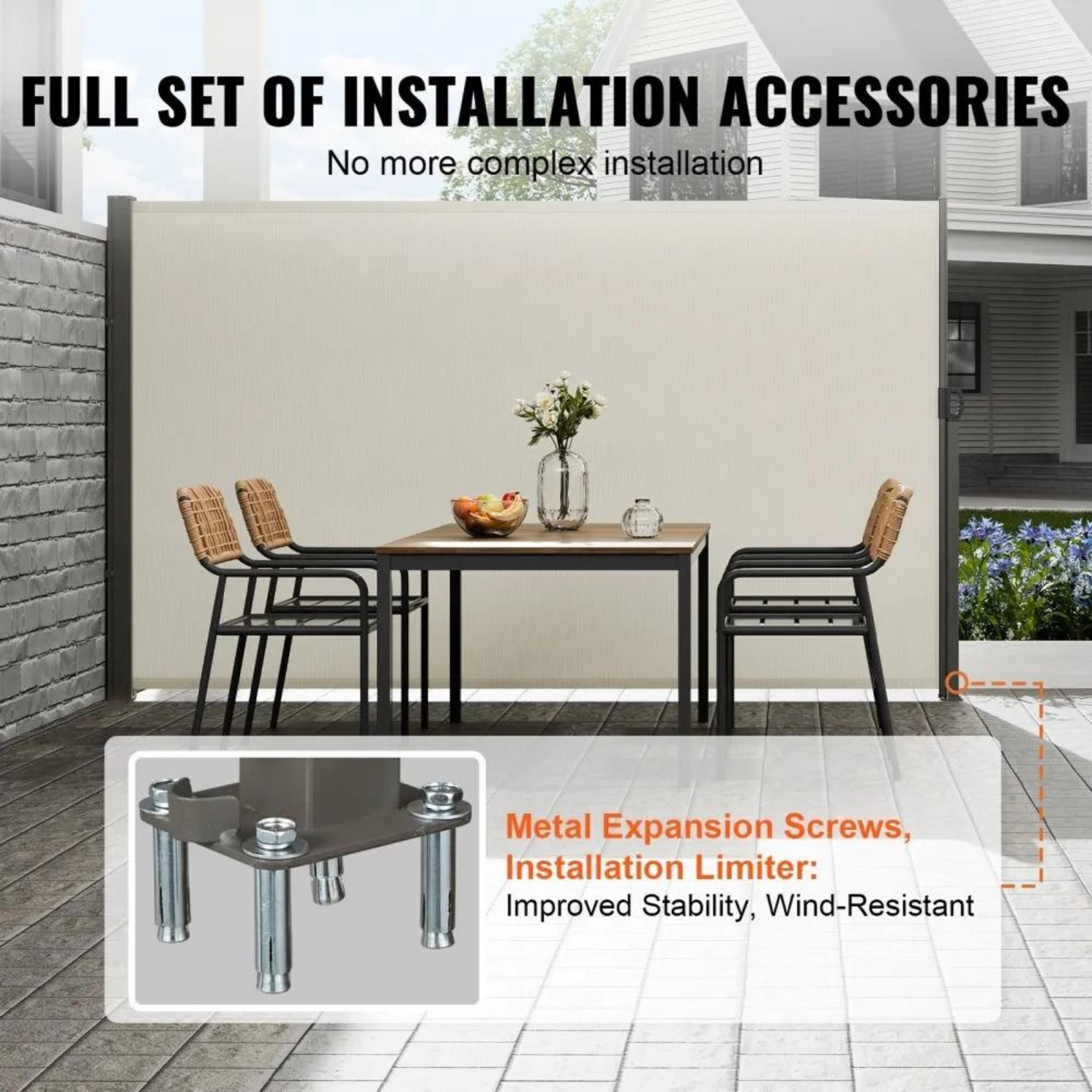 Retractable Side Awning Outdoor Privacy Screen With Waterproof UV Protection 5
