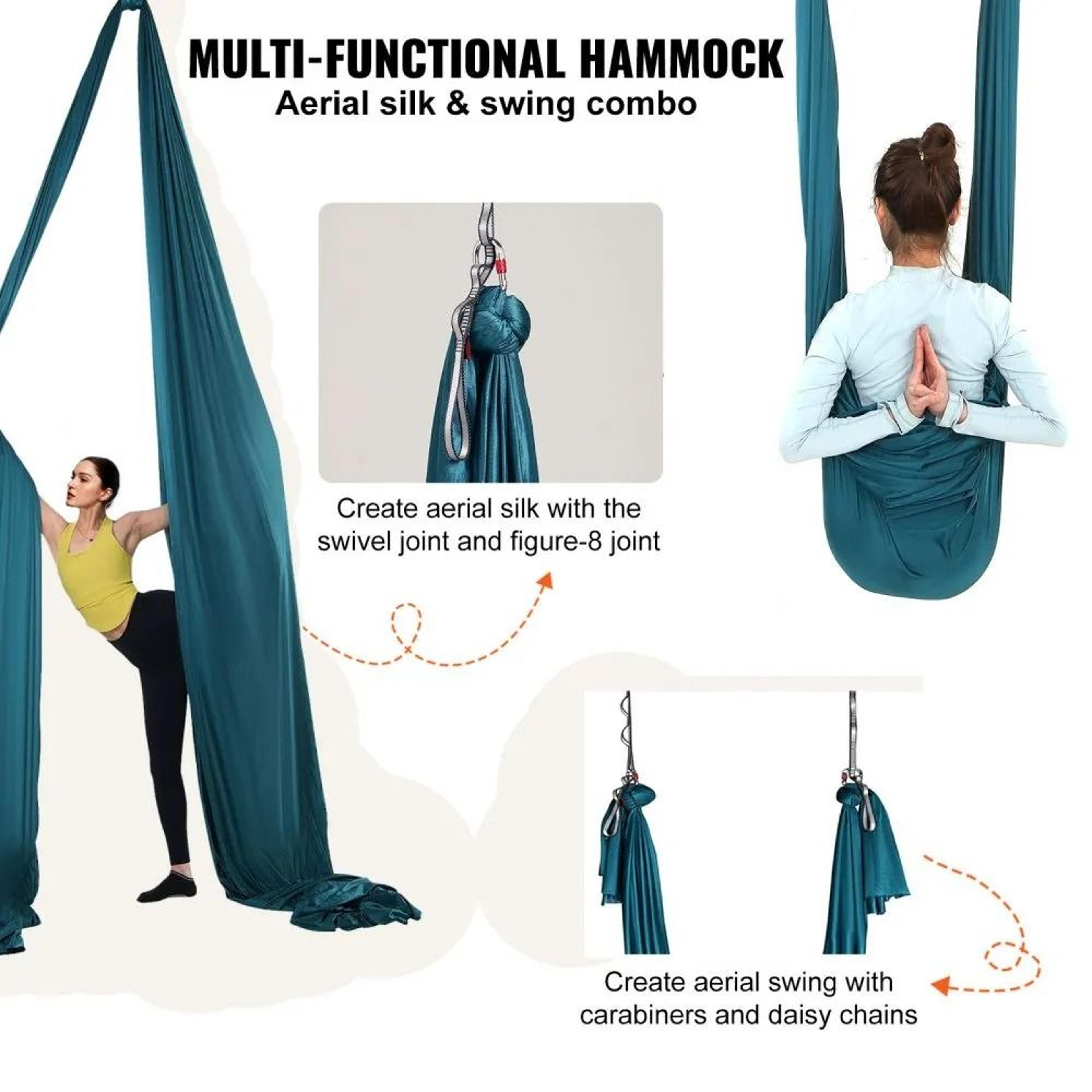 11 Yard Aerial Yoga Hammock Kit With Nylon Aerial Silks And Rigging Hardware 6