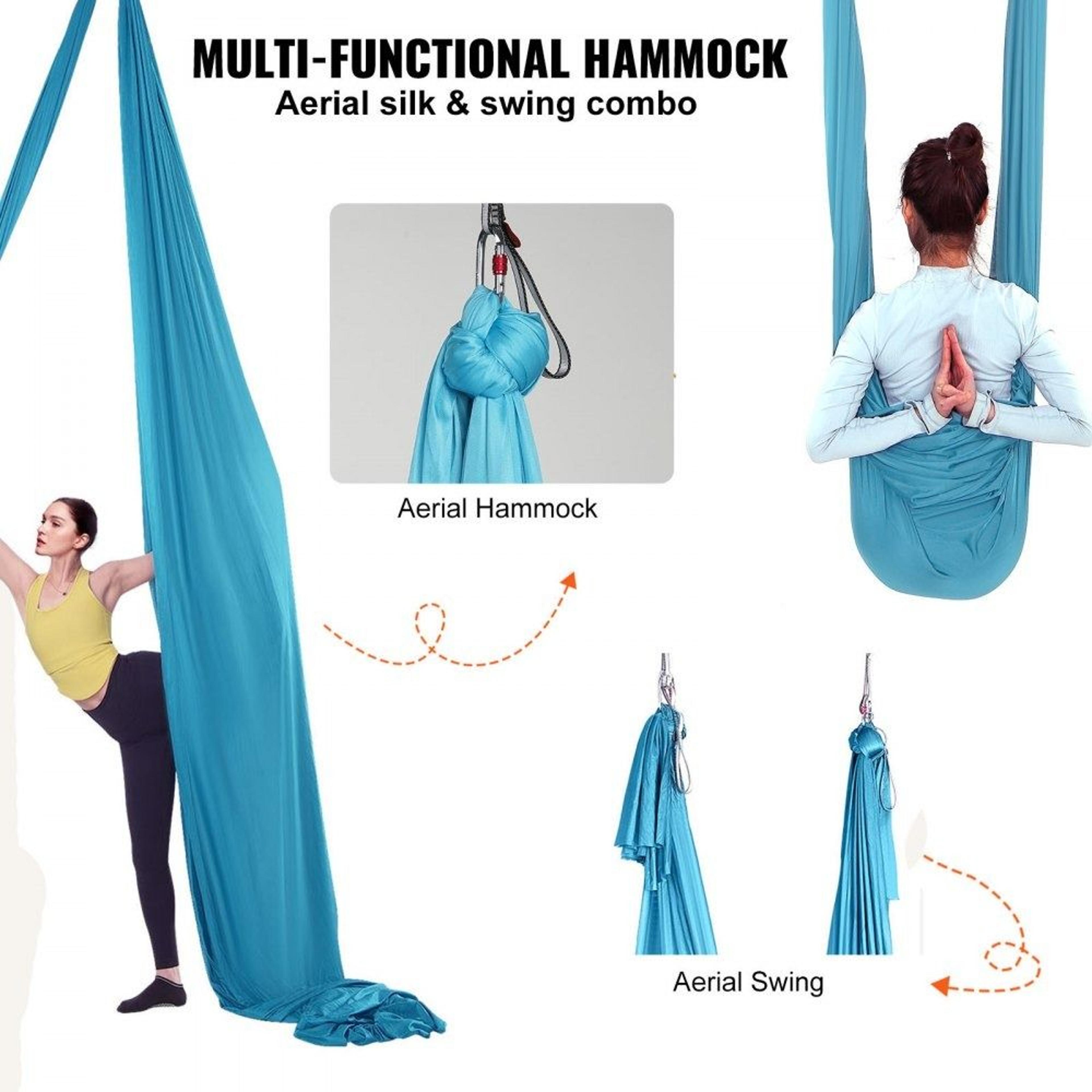 55 Yard Aerial Yoga Hammock Swing With Rigging Kit And Heavy Duty Nylon Fabric 6