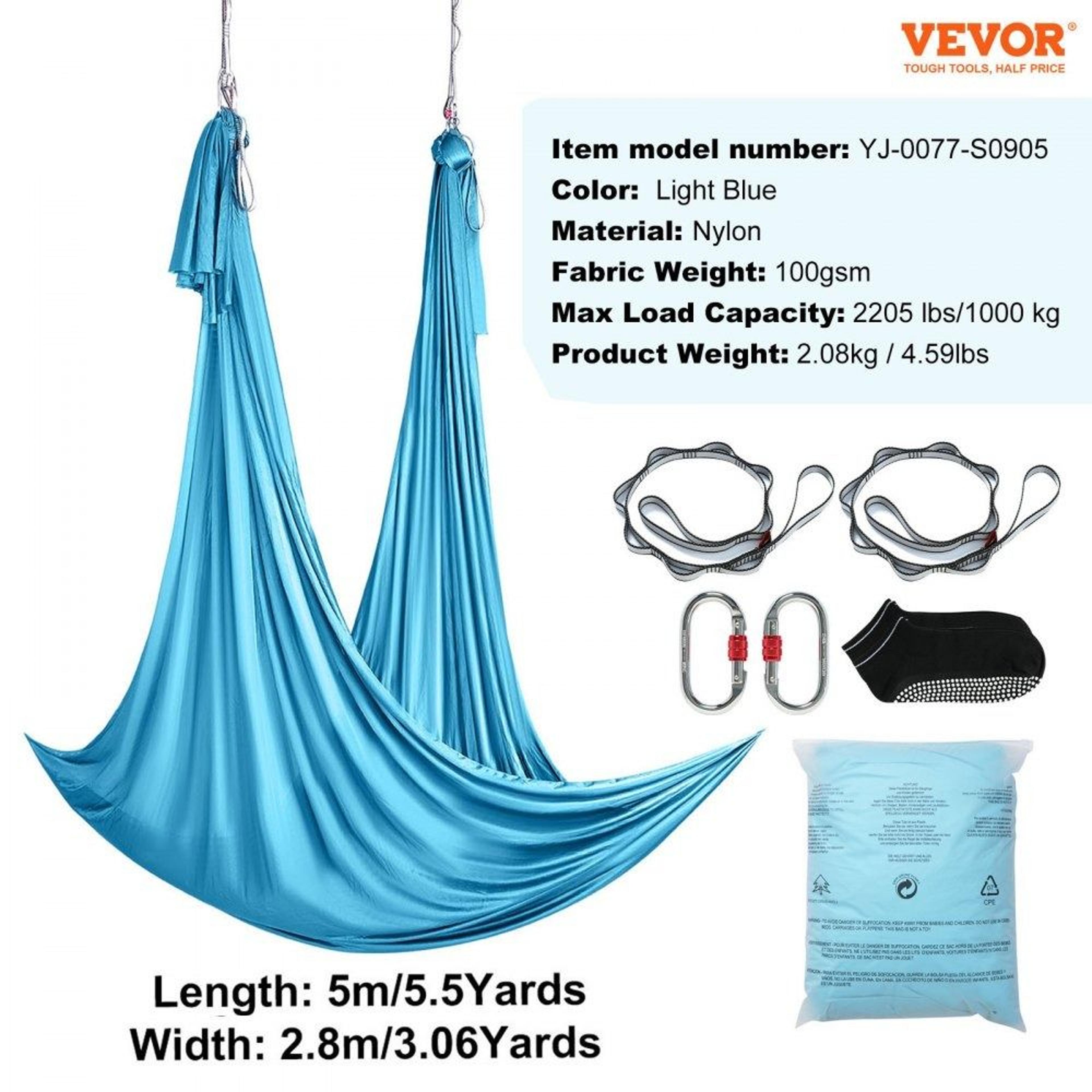 55 Yard Aerial Yoga Hammock Swing With Rigging Kit And Heavy Duty Nylon Fabric 4