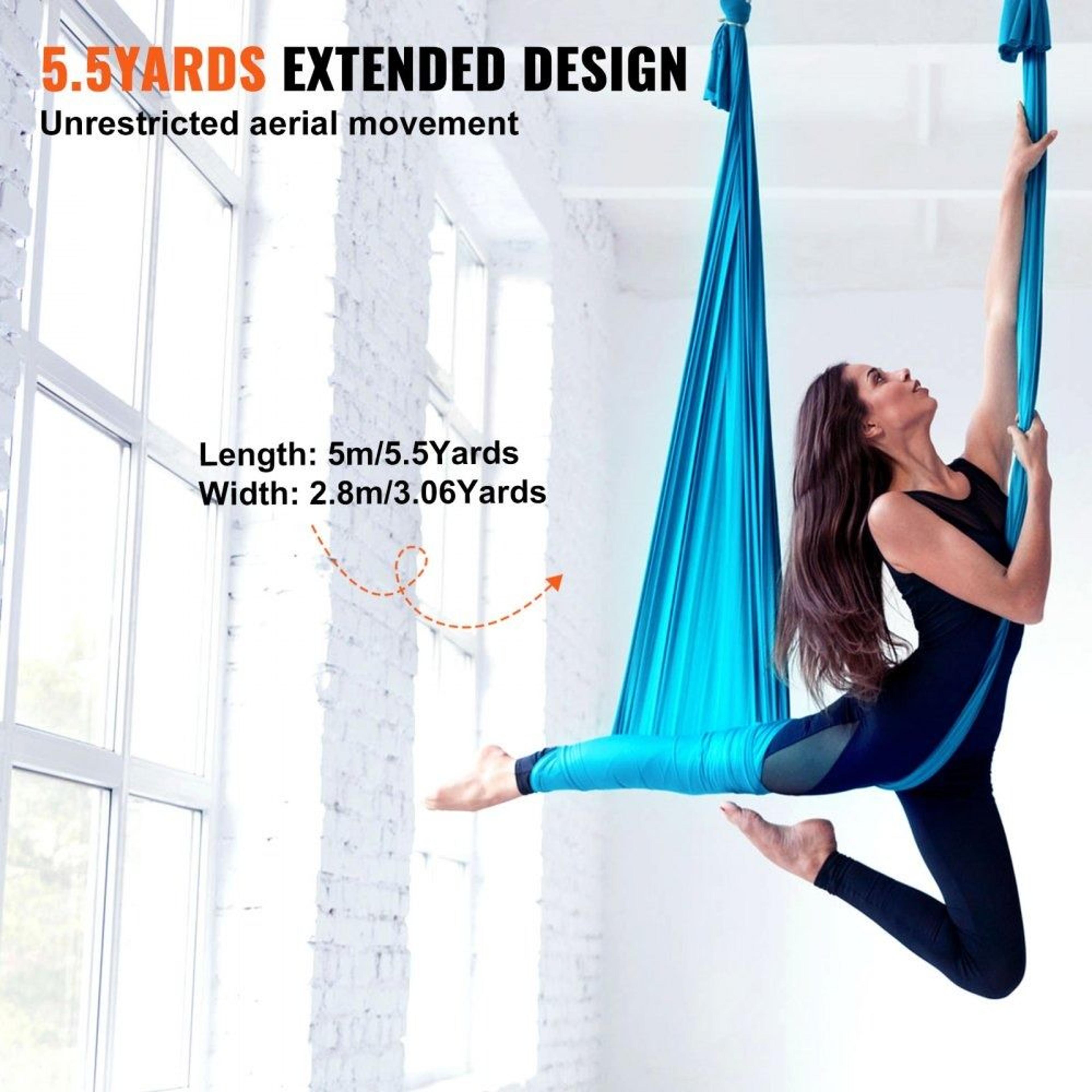 55 Yard Aerial Yoga Hammock Swing With Rigging Kit And Heavy Duty Nylon Fabric 2