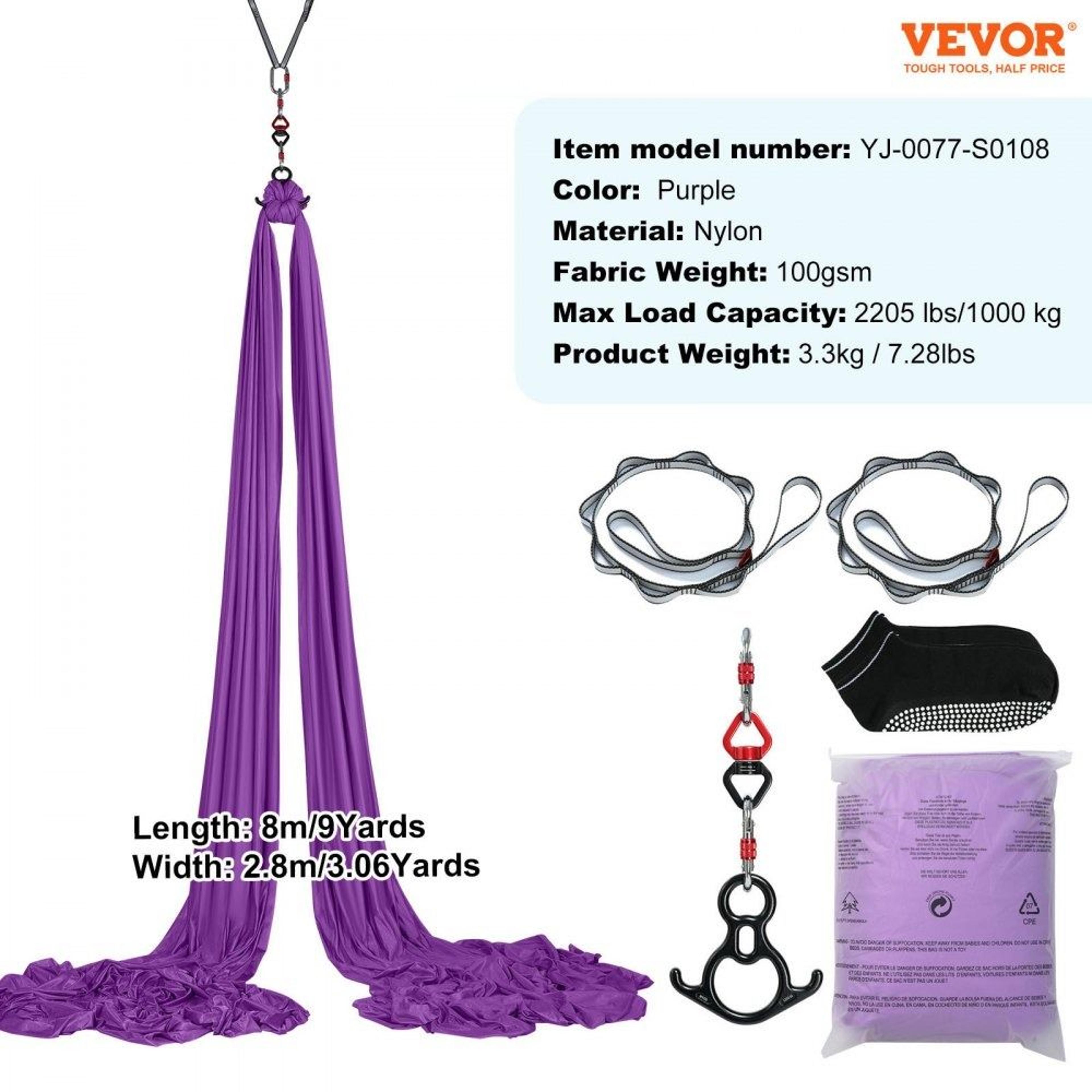 Aerial Yoga Hammock Kit With 87 Yard Aerial Silk And Heavy Duty Rigging 3