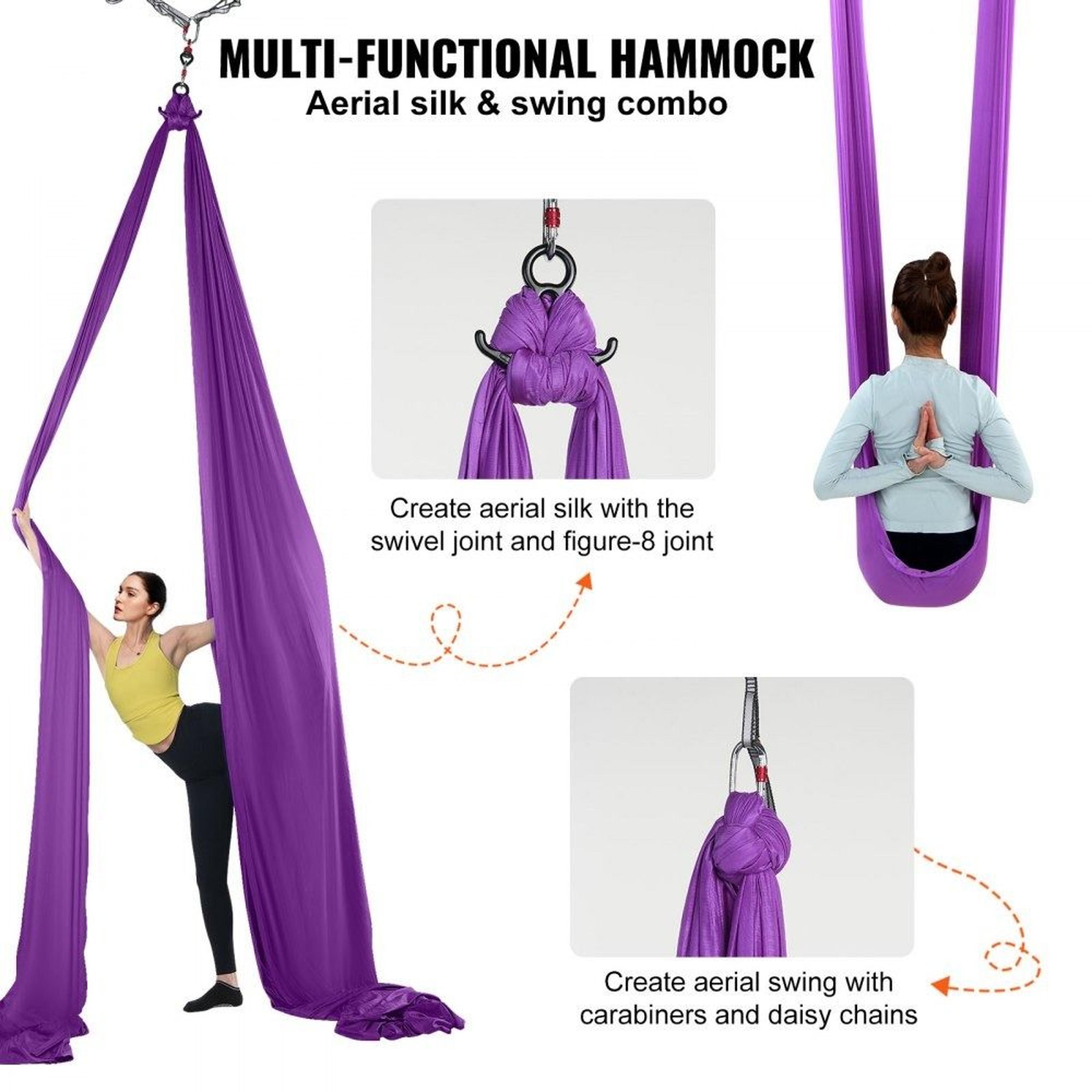 Aerial Yoga Hammock Kit With 87 Yard Aerial Silk And Heavy Duty Rigging 5