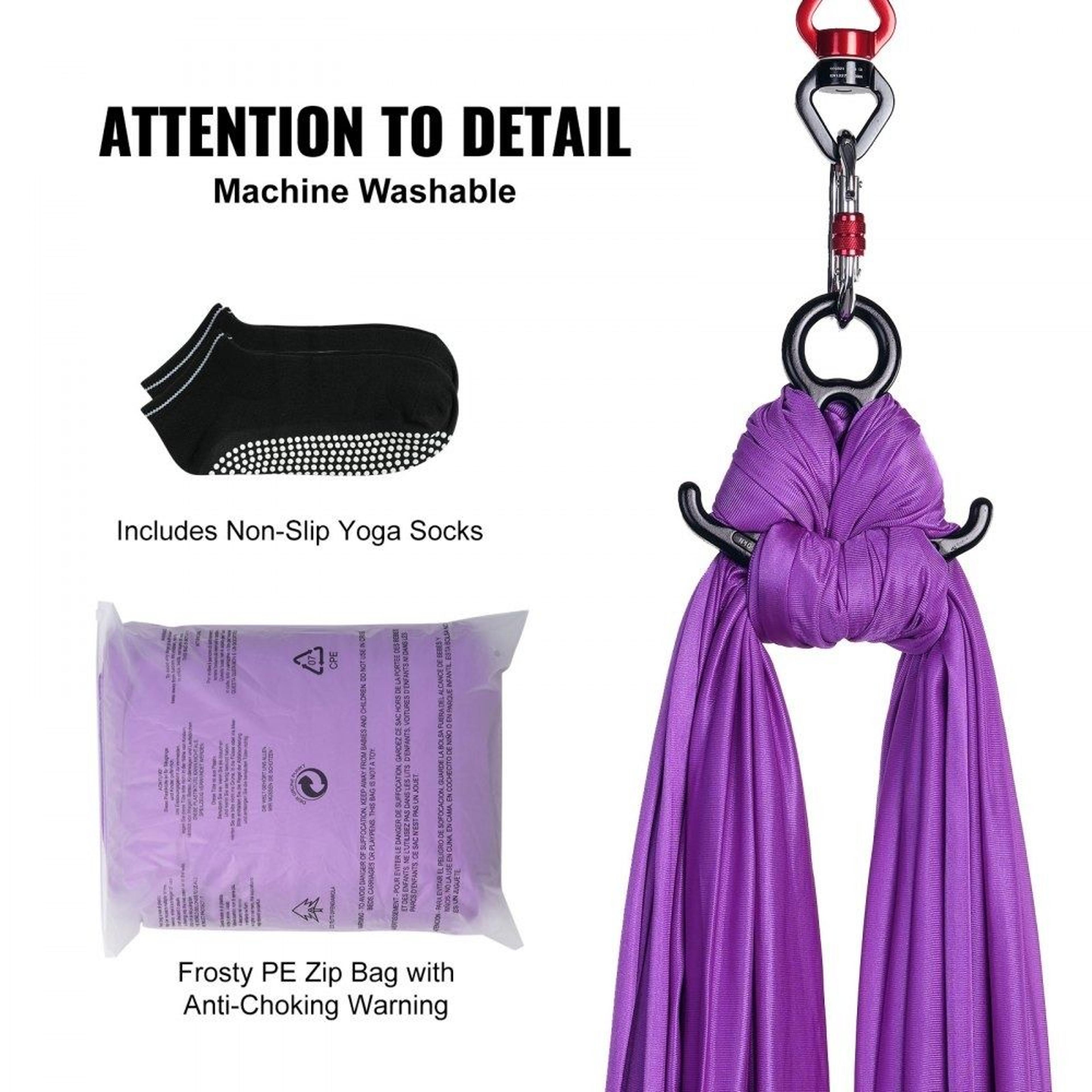 Aerial Yoga Hammock Kit With 87 Yard Aerial Silk And Heavy Duty Rigging 4