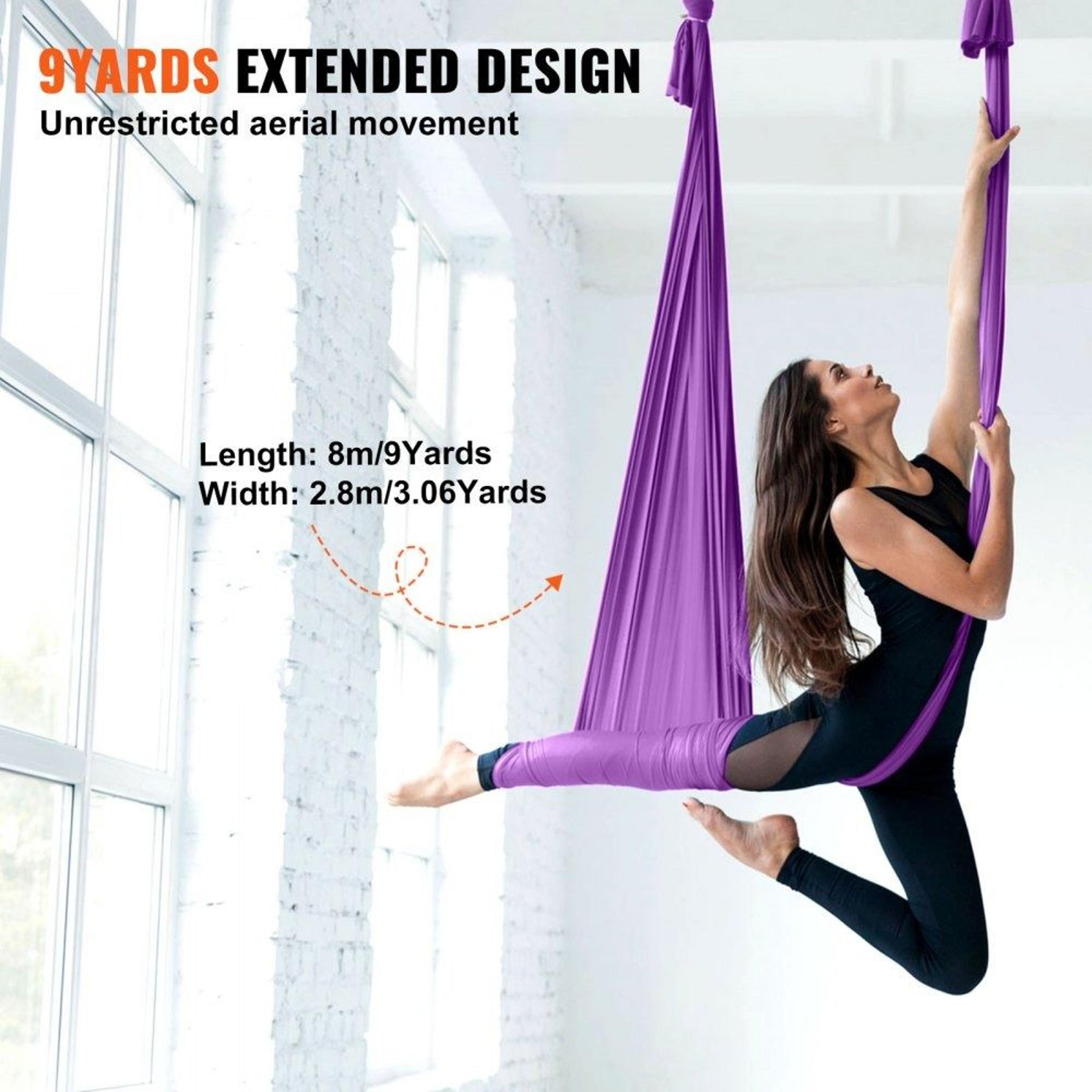 Aerial Yoga Hammock Kit With 87 Yard Aerial Silk And Heavy Duty Rigging 6