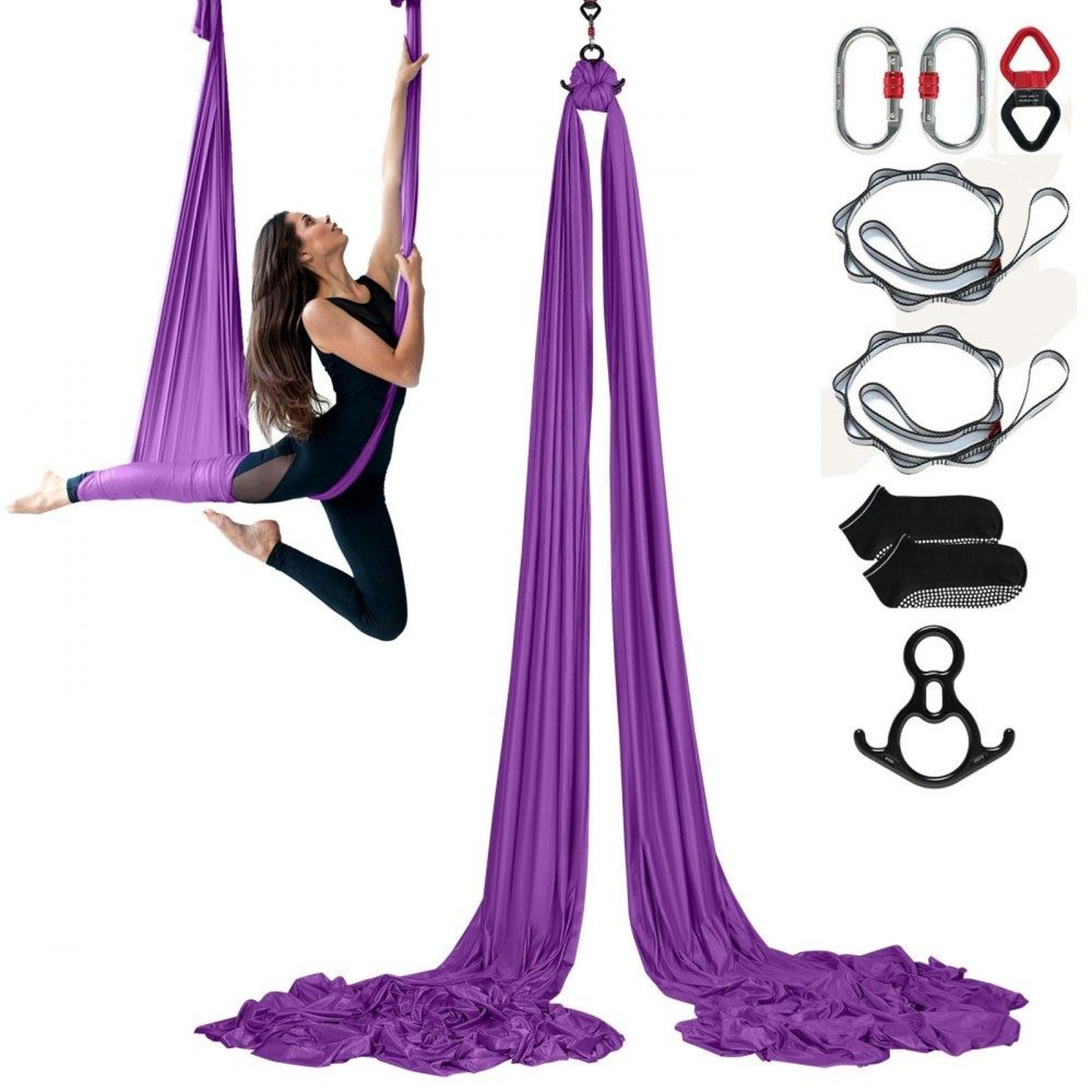 aerial yoga hammock kit with 8.7 yard aerial silk and heavy duty rigging