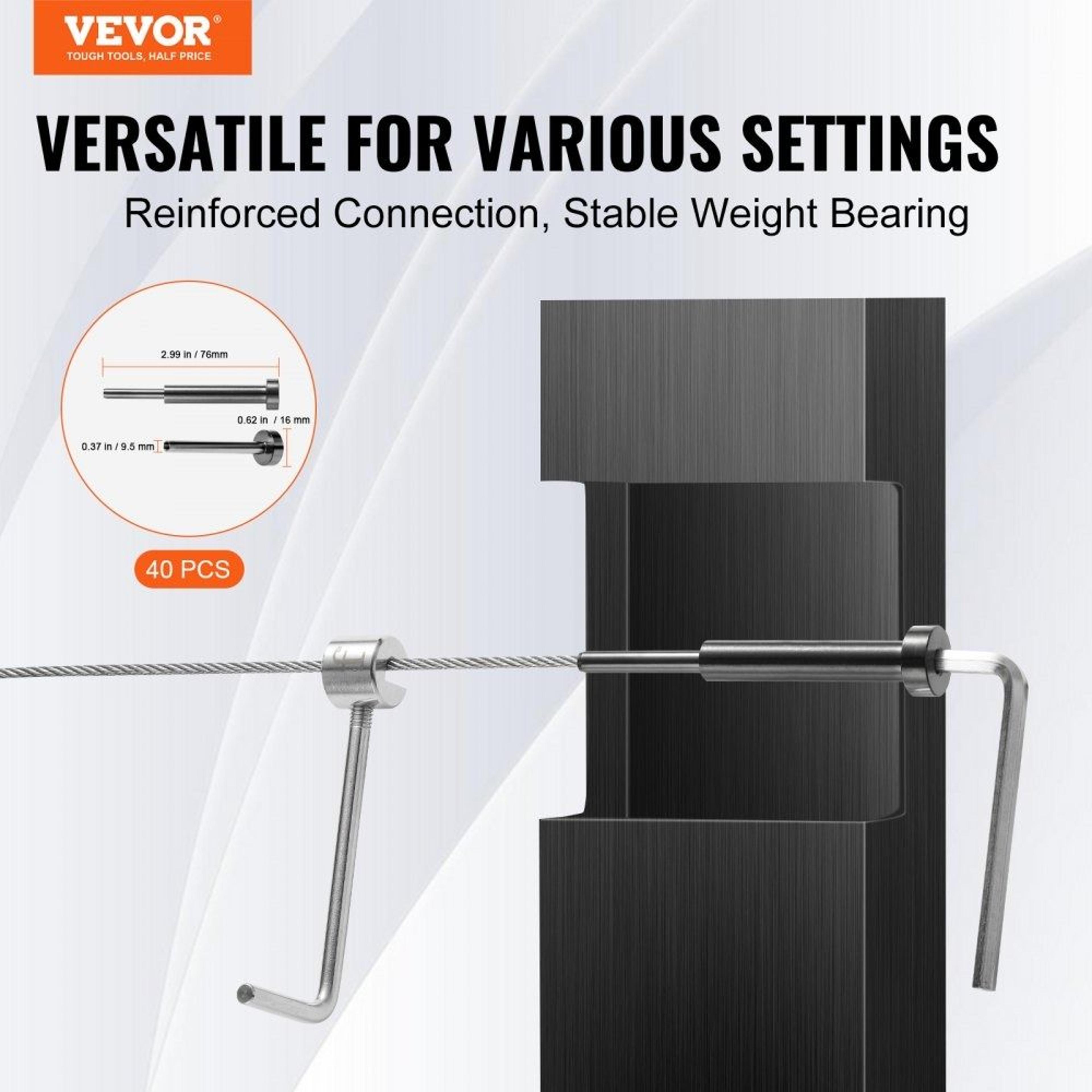 40 Pack Invisible Cable Railing Kit T316 Stainless Steel Swage Tensioner For 18 Inch Cable 3
