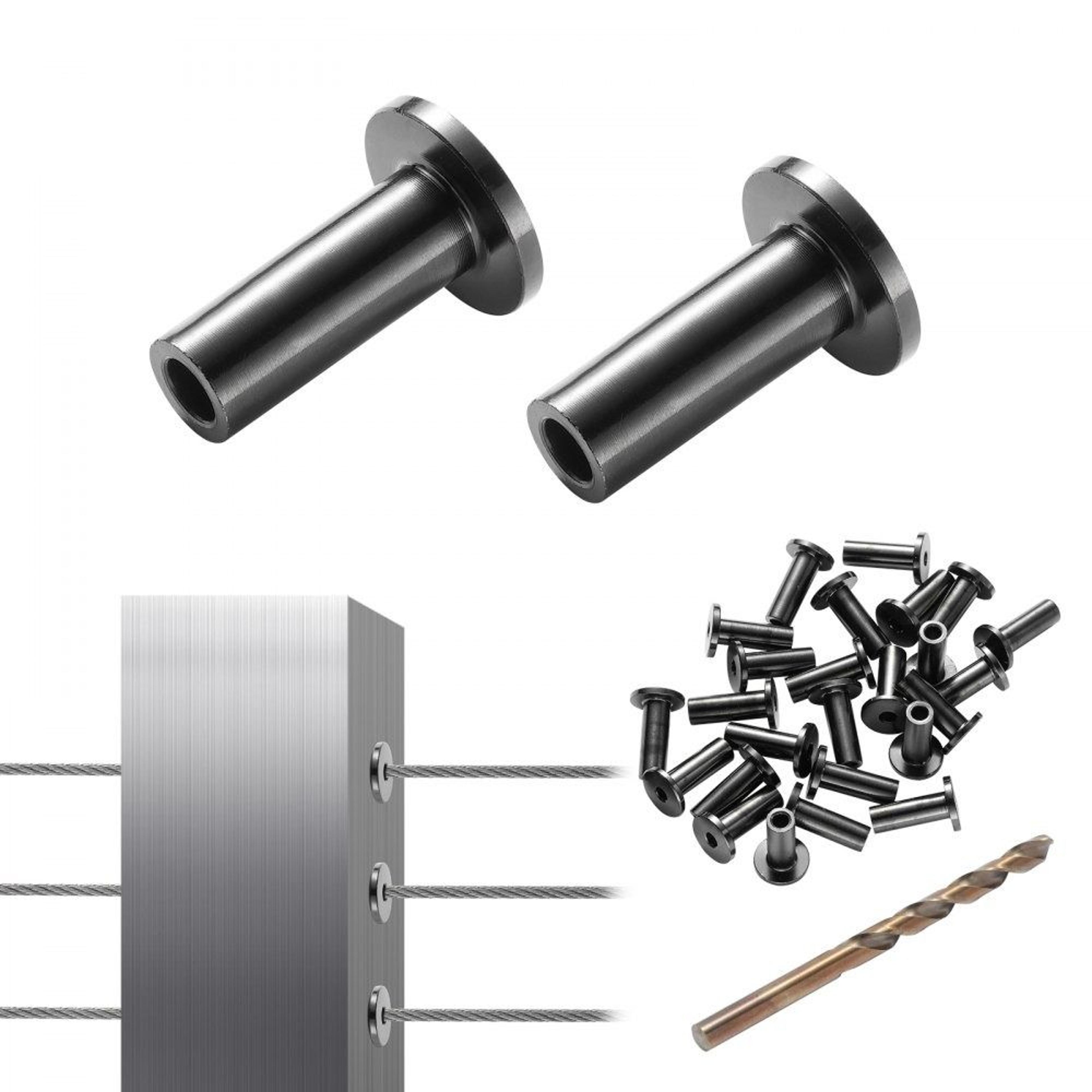 stainless steel cable railing protector sleeves for 1/8 inch wire rope 101 pack black
