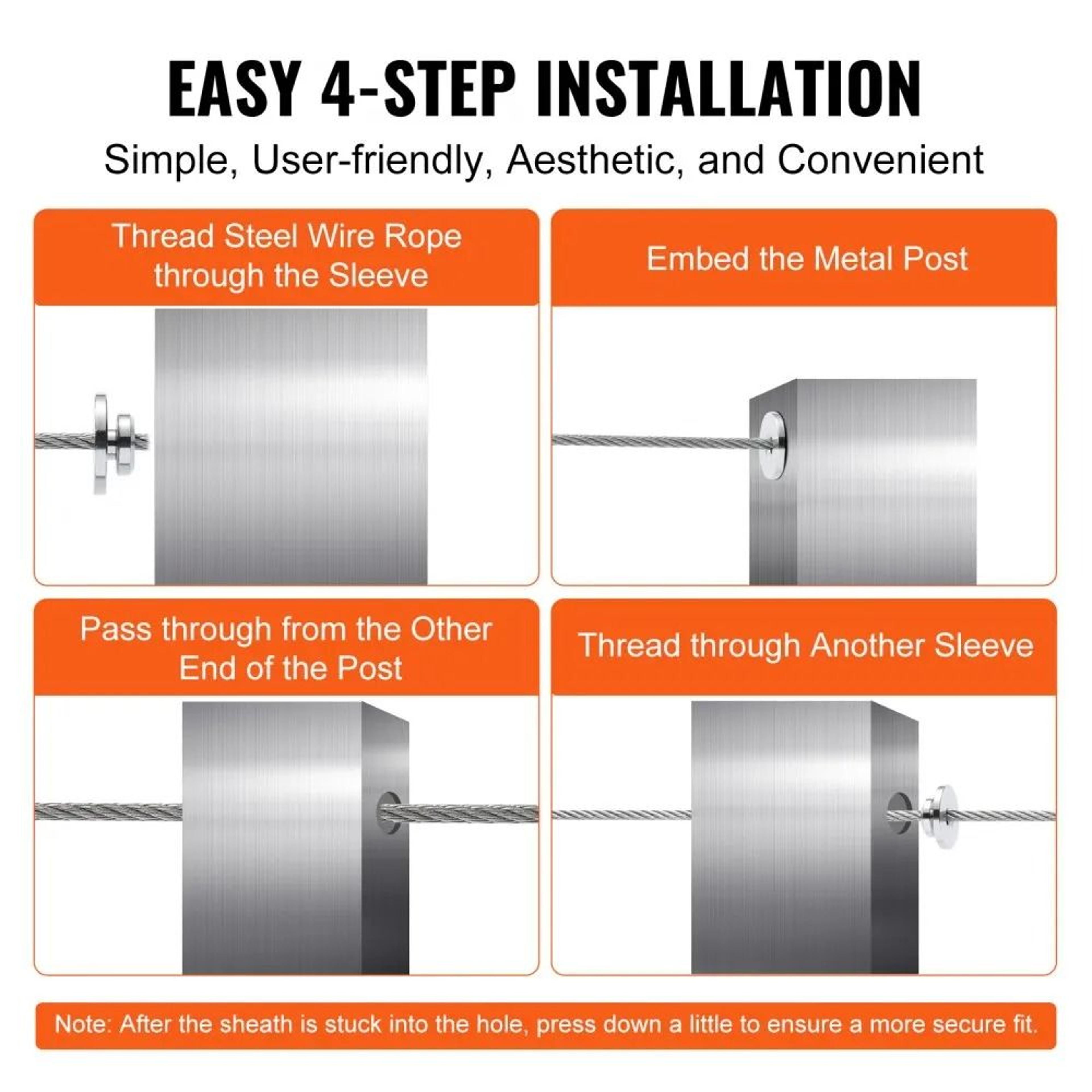 51 Piece Cable Railing Kit With T316 Stainless Steel Protector Sleeves And Hidden Tensioner 6