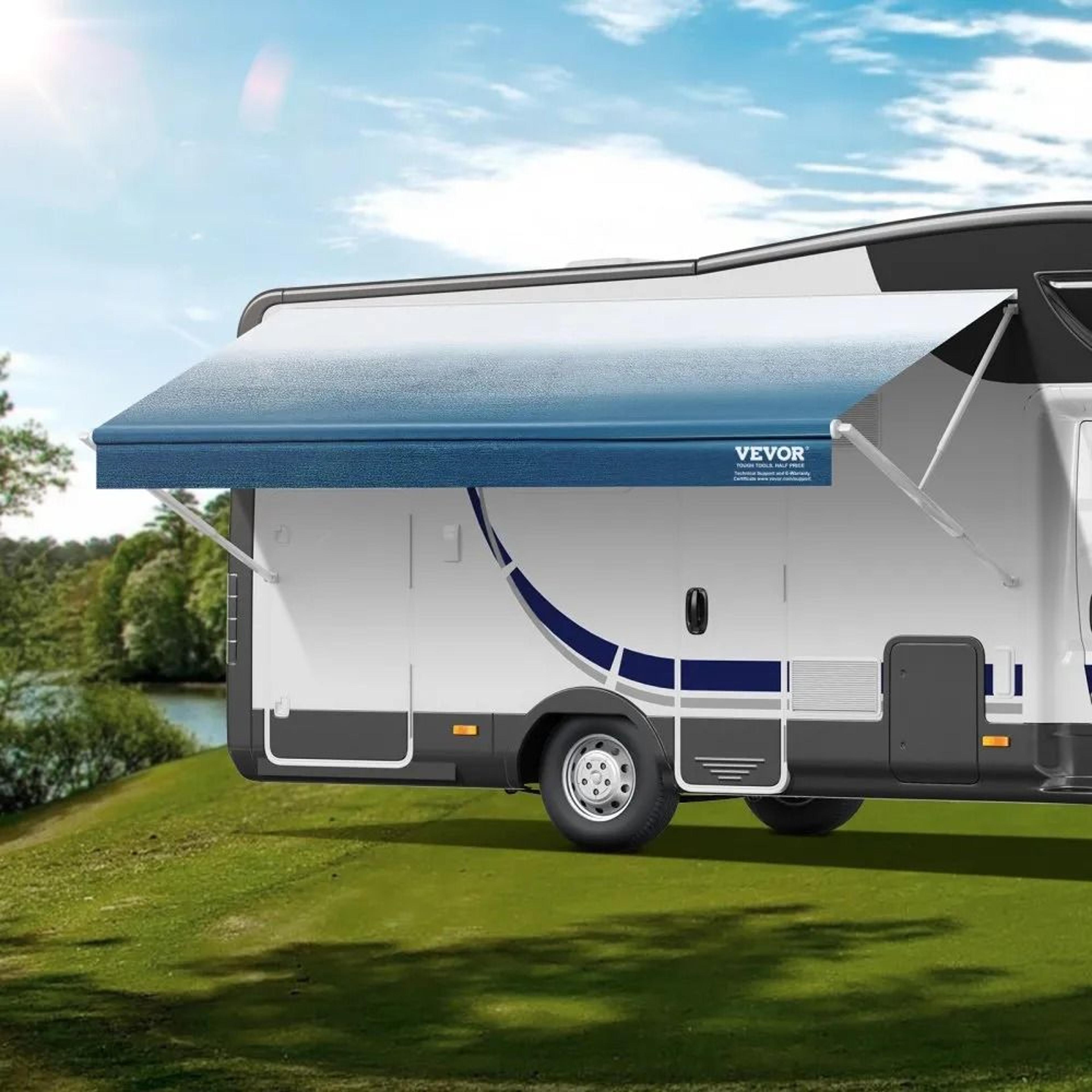 21 Ft RV Awning Fabric Replacement 16oz Heavy Duty Waterproof PVC Camper Canopy 3
