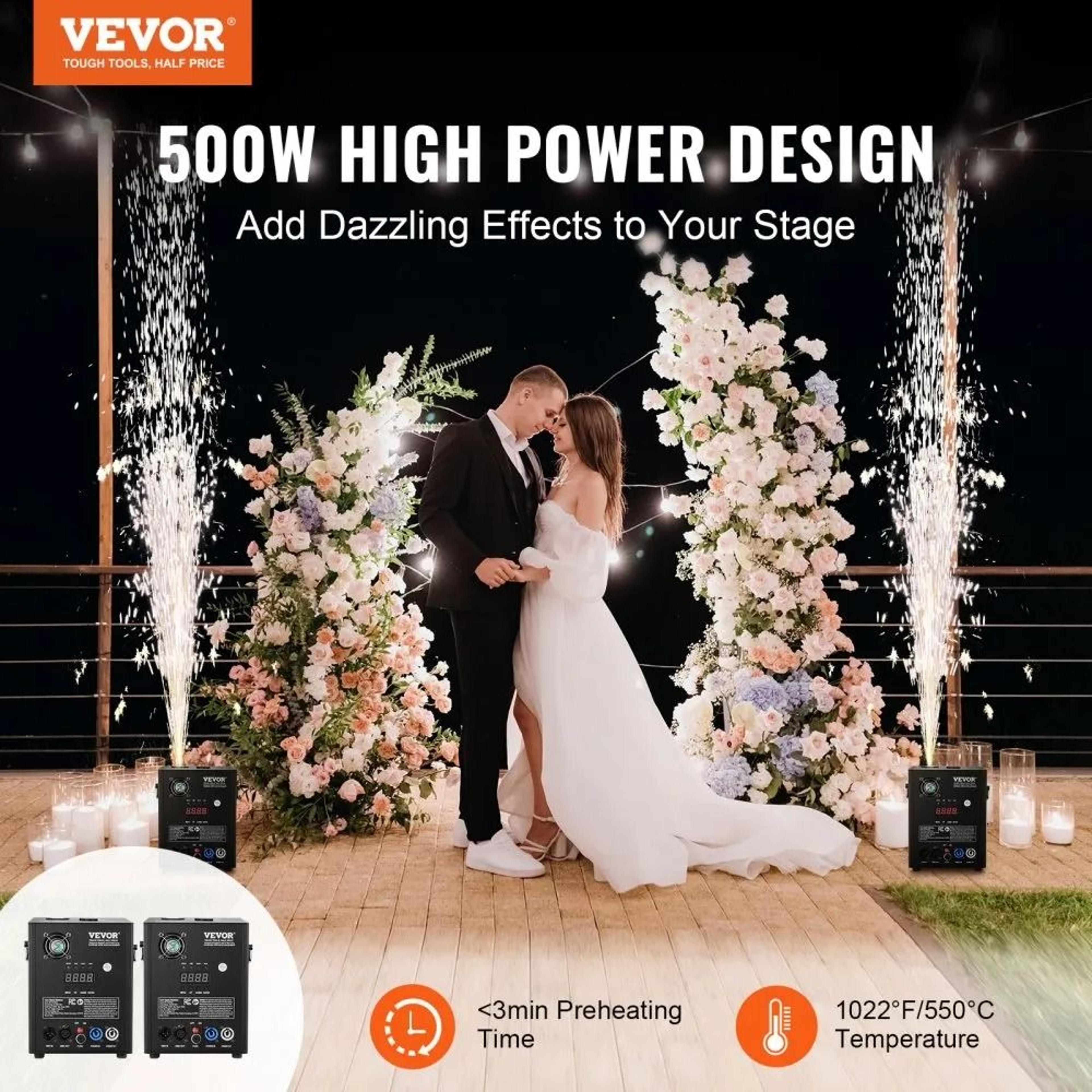 Cold Spark Machine 2 Pack 500W DMX Stage Spark Fountain For Weddings Parties And Events 1