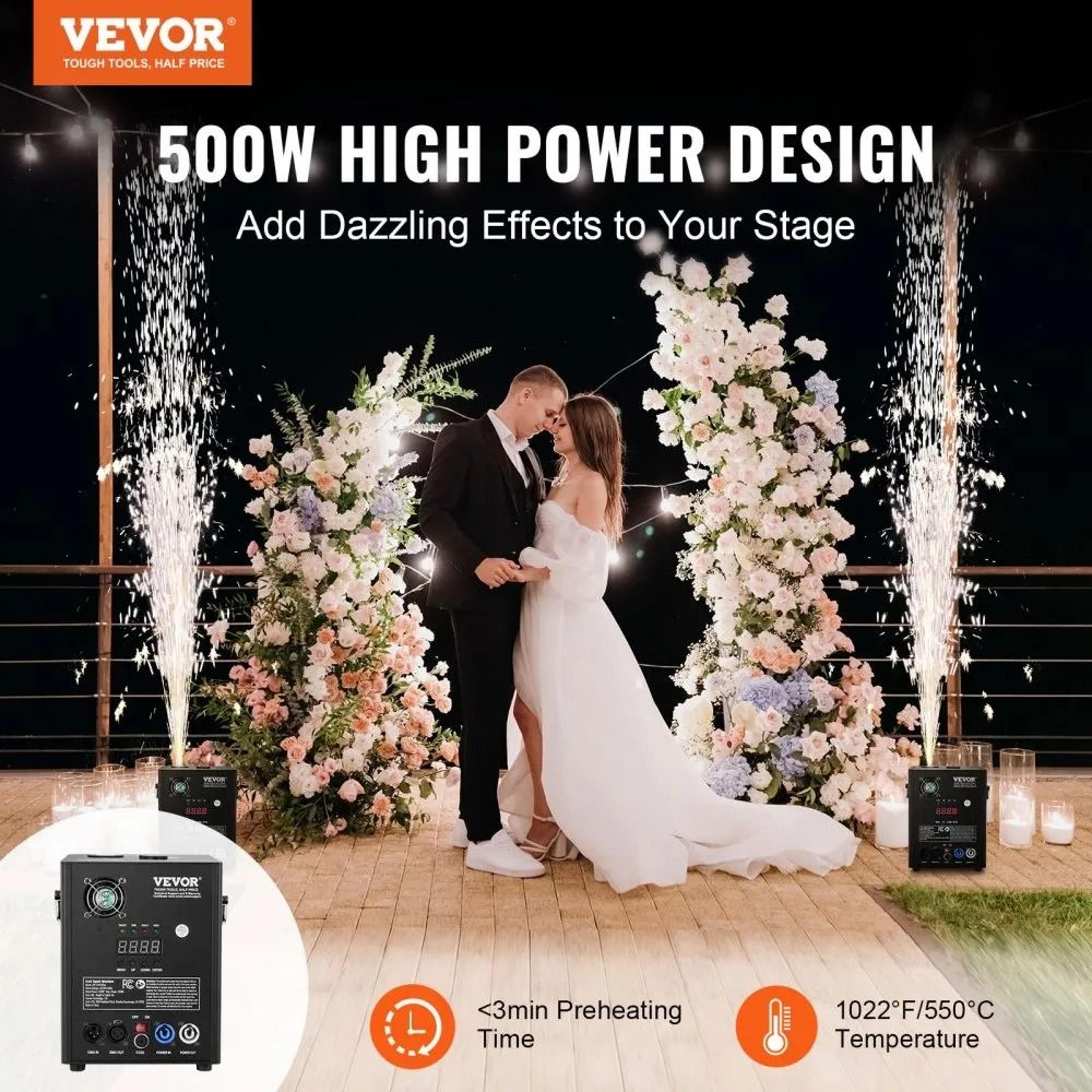 500W Cold Spark Machine With DMX Control Adjustable Stage Spark Effects For Weddings And Events 1