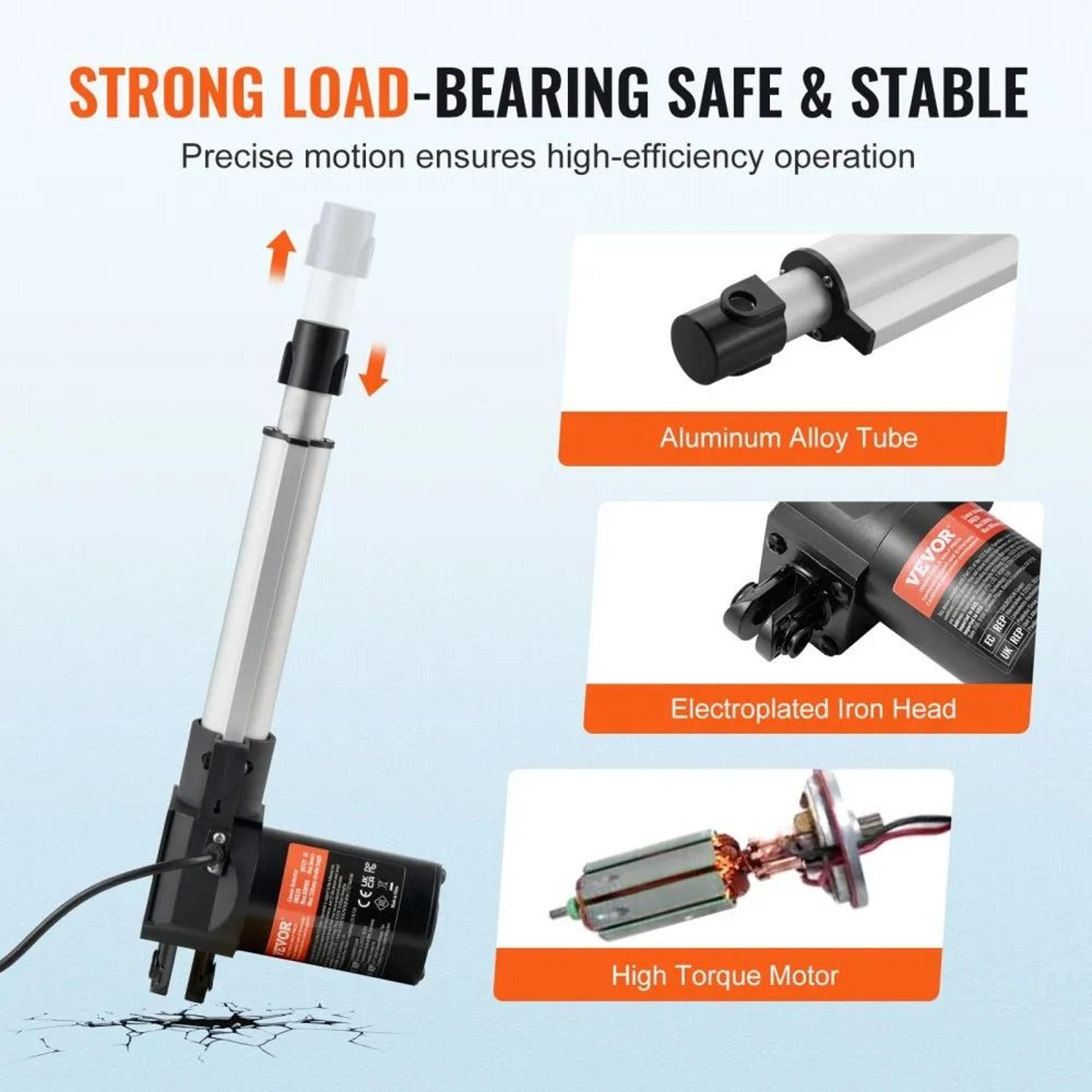Heavy Duty 12V Linear Actuator 6 Inch Stroke 1320 Lb High Force Motor For Automation 4