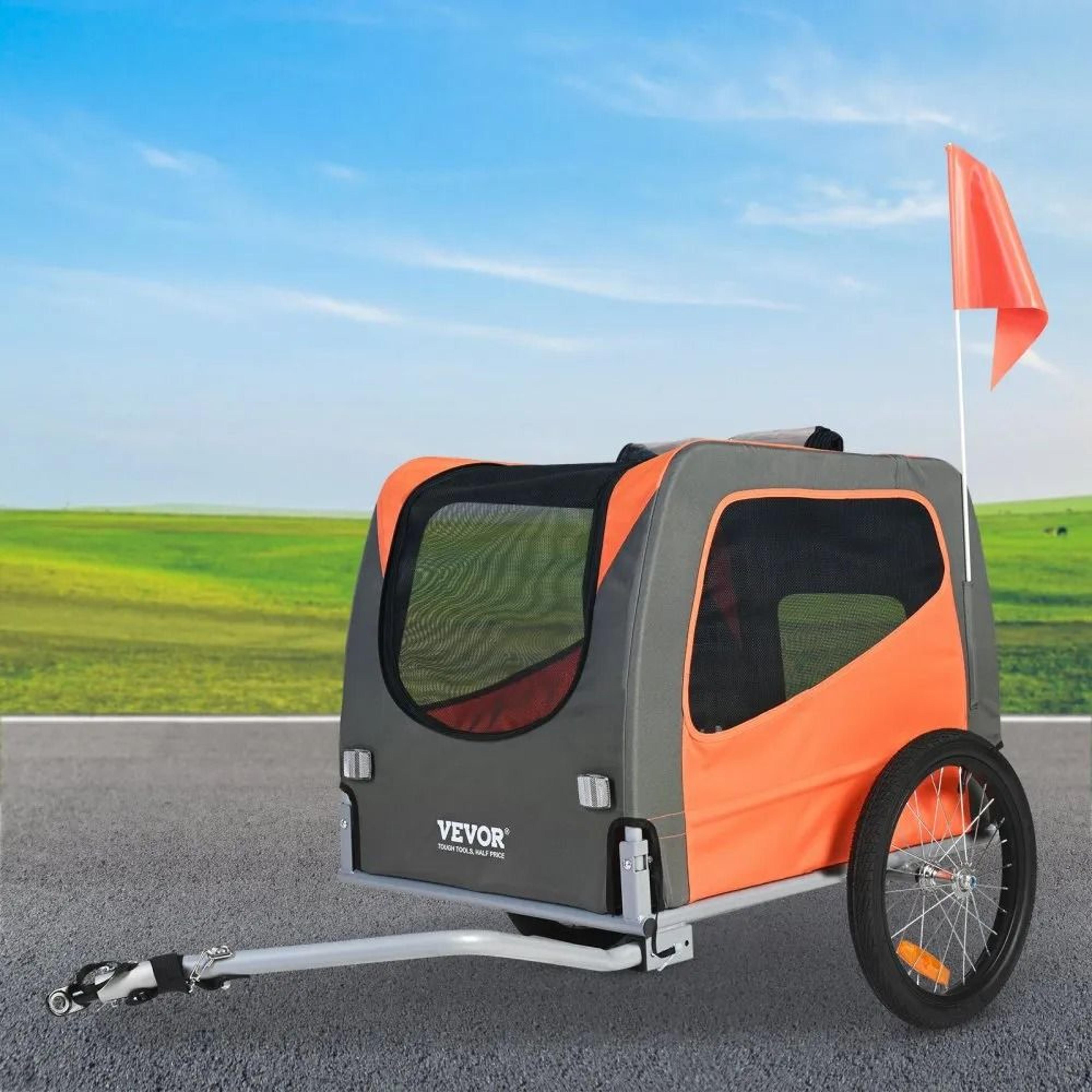 Foldable Dog Bike Trailer Pet Bicycle Carrier With Weather Protection And Quick Release Wheels 6