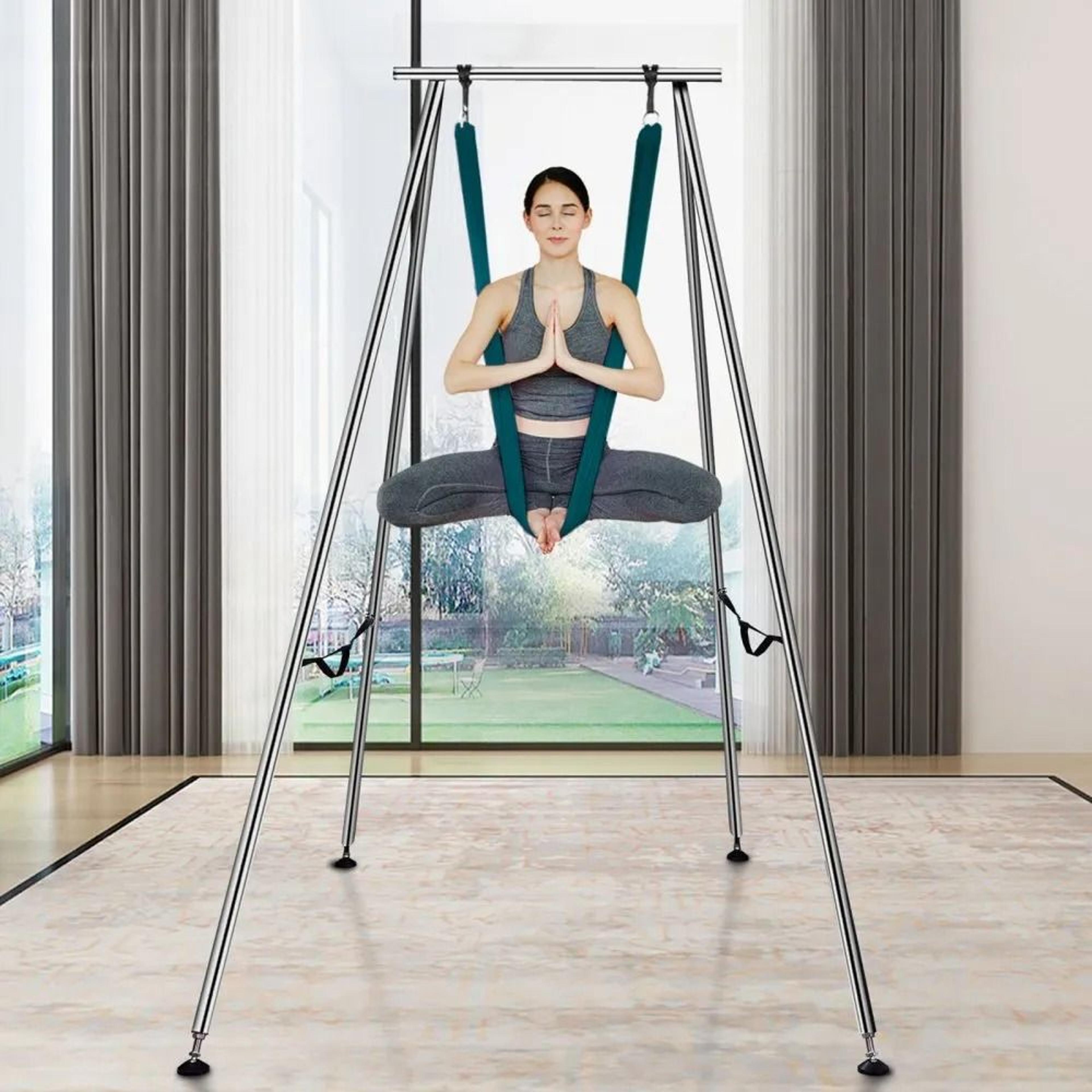Professional Aerial Yoga Frame With Yoga Hammock Heavy Duty Yoga Swing Stand For Indoor Outdoor Tra 6