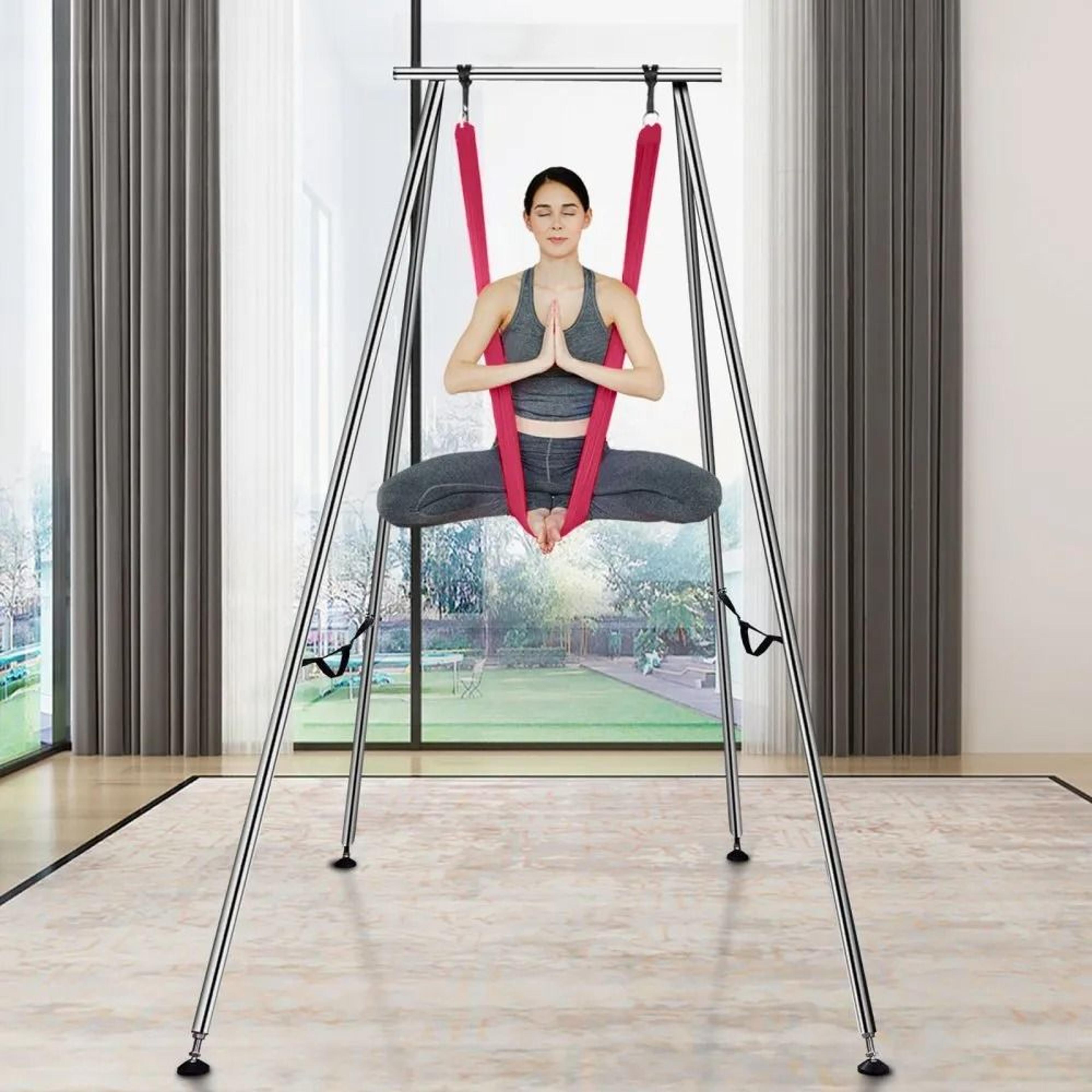 Aerial Yoga Frame With Hammock Heavy Duty Yoga Swing Stand For Indoor Outdoor Practice 6