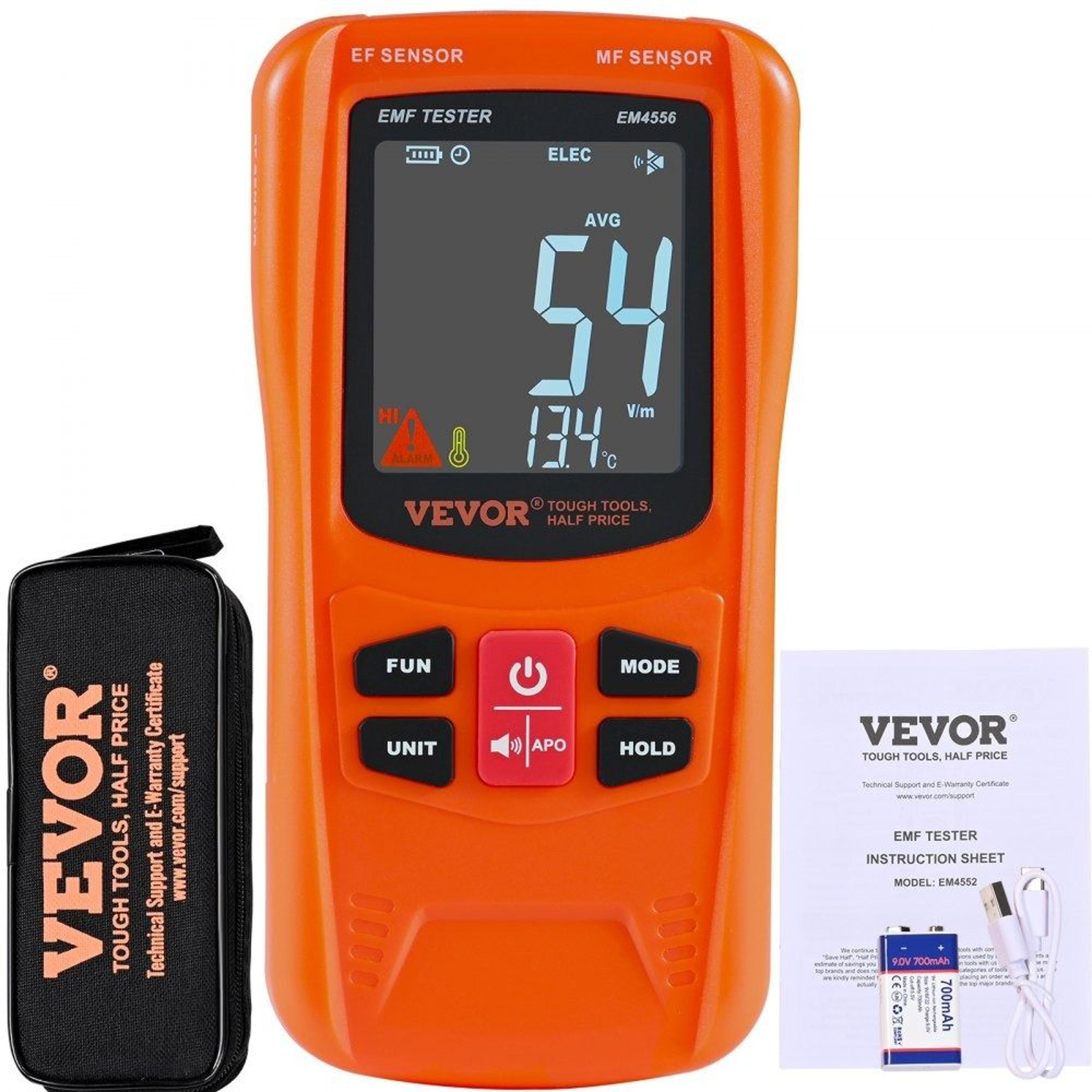 3 in 1 emf meter radiation detector with ef mf rf testing 5hz to 6ghz and lcd display