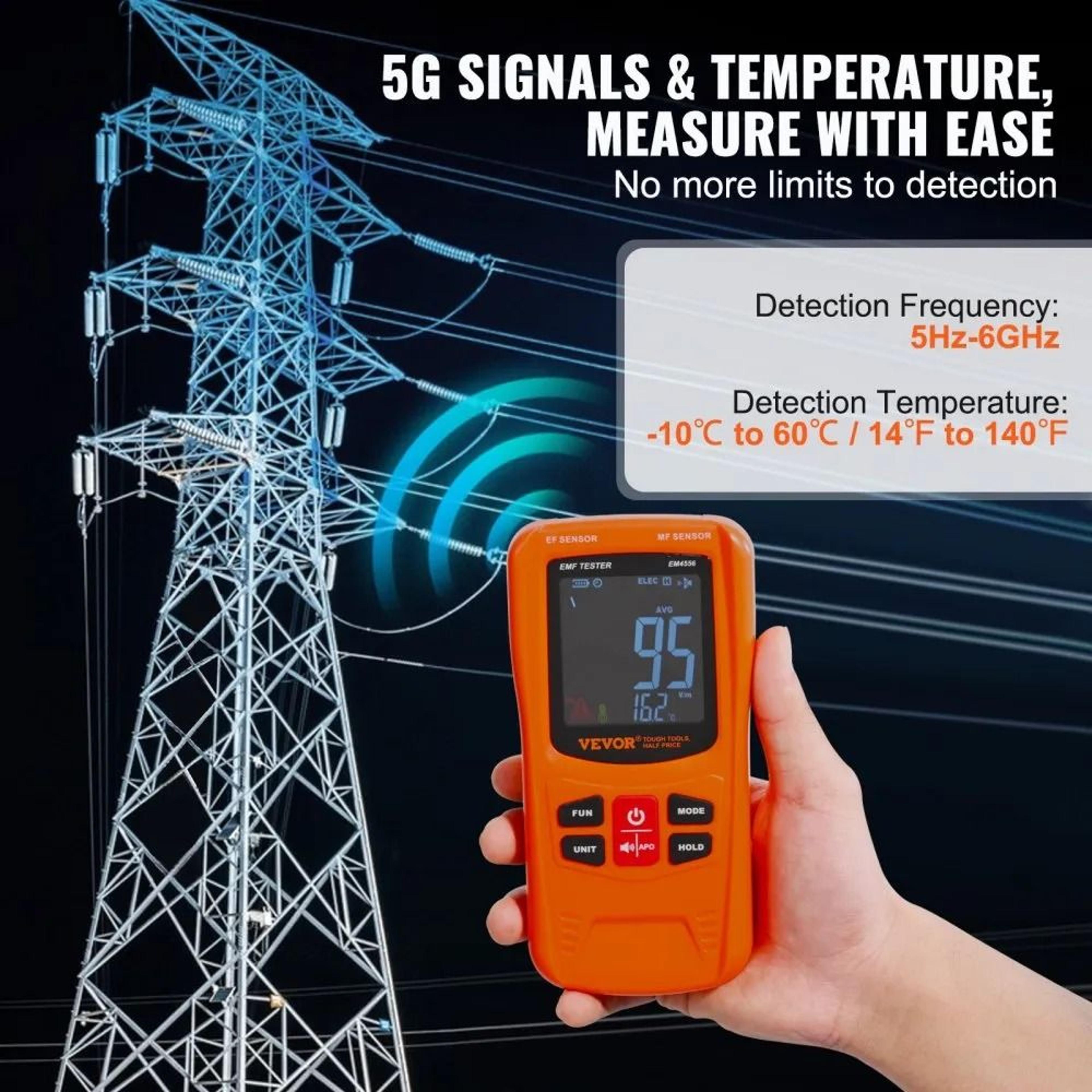 3 In 1 EMF Meter Radiation Detector With EF MF RF Testing 5Hz To 6GHz And LCD Display 1